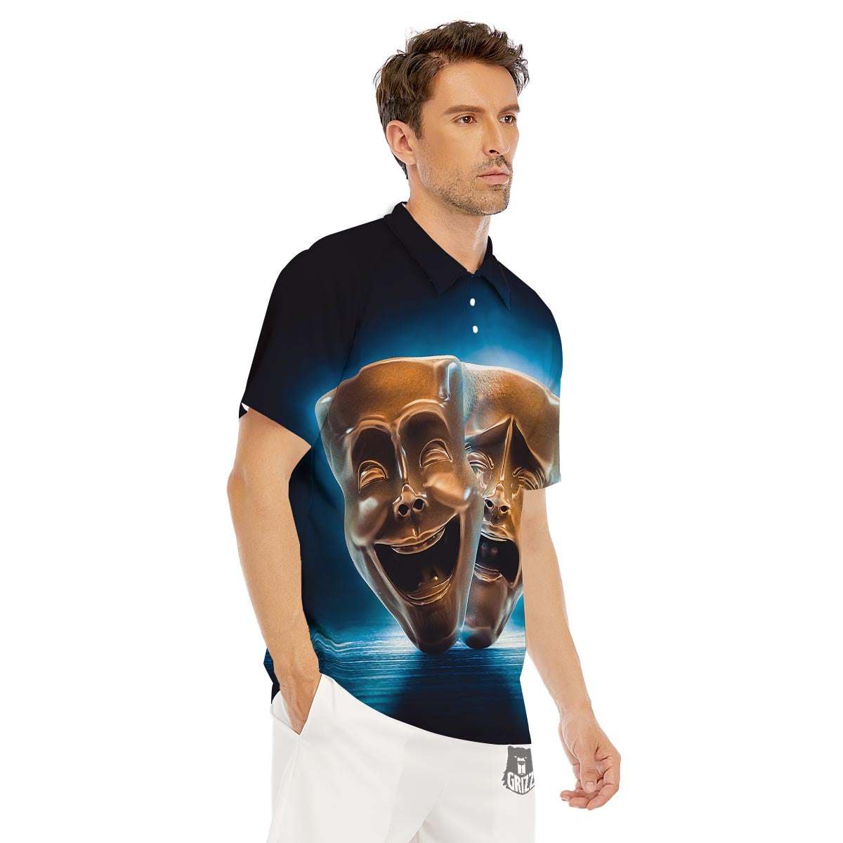 The Theatre Masks Sock And Buskin Men's Golf Shirts-grizzshop