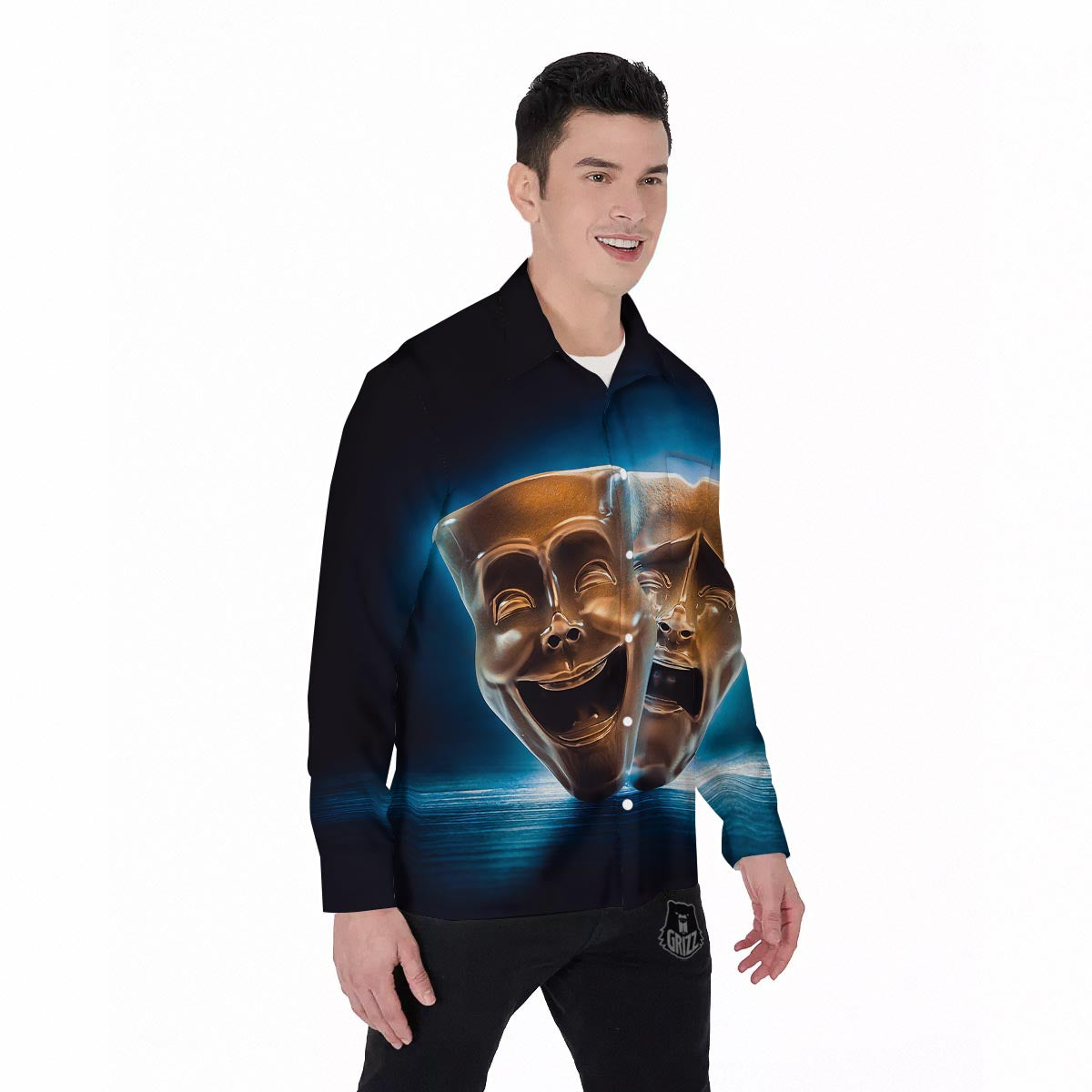 The Theatre Masks Sock And Buskin Men's Long Sleeve Shirts-grizzshop