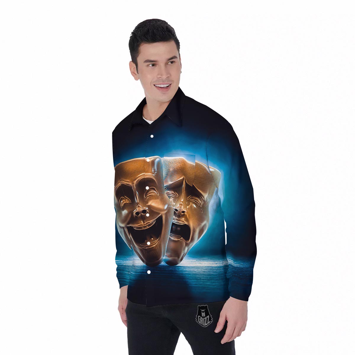 The Theatre Masks Sock And Buskin Men's Long Sleeve Shirts-grizzshop