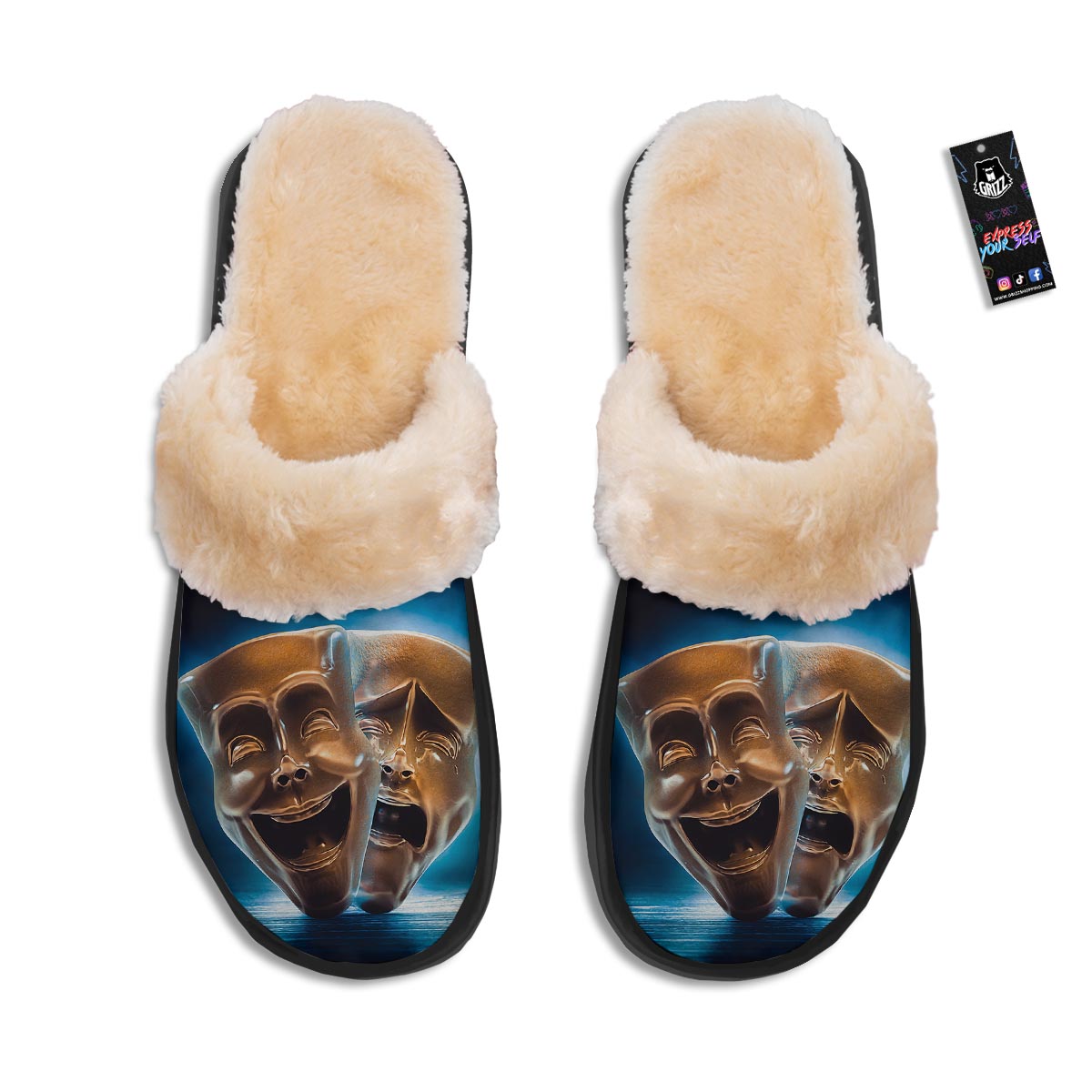 The Theatre Masks Sock And Buskin Slippers-grizzshop