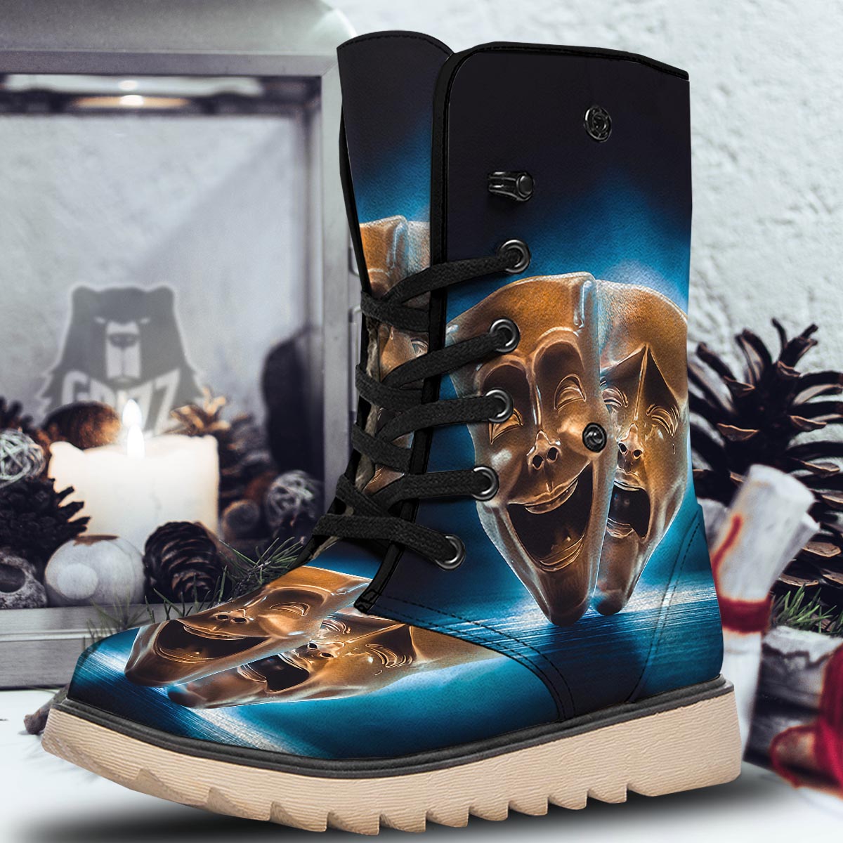 The Theatre Masks Sock And Buskin Snow Boots-grizzshop