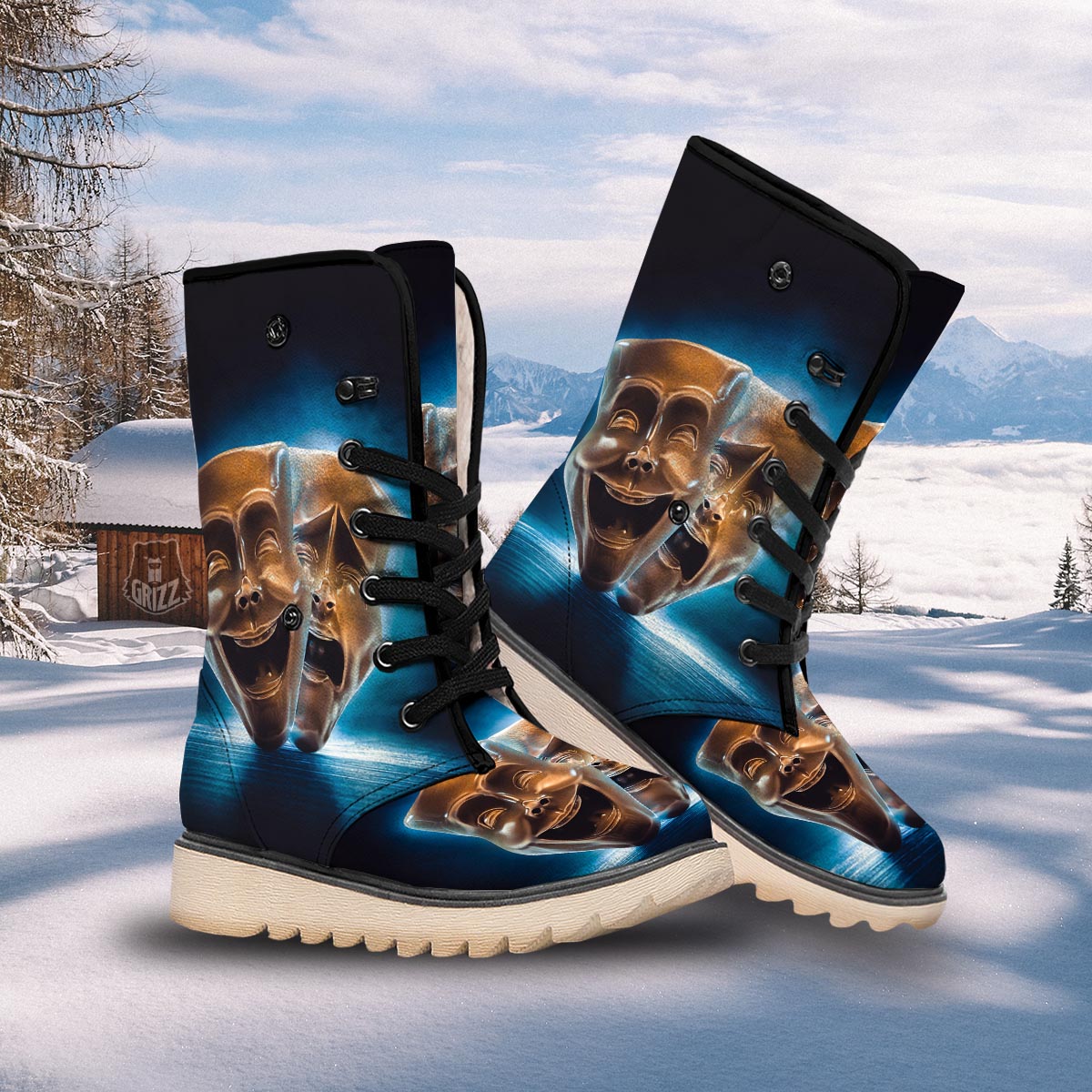 The Theatre Masks Sock And Buskin Snow Boots-grizzshop