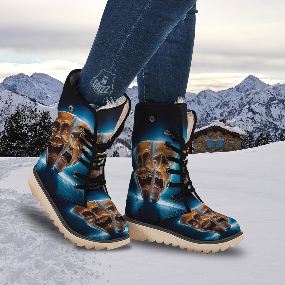 The Theatre Masks Sock And Buskin Snow Boots-grizzshop