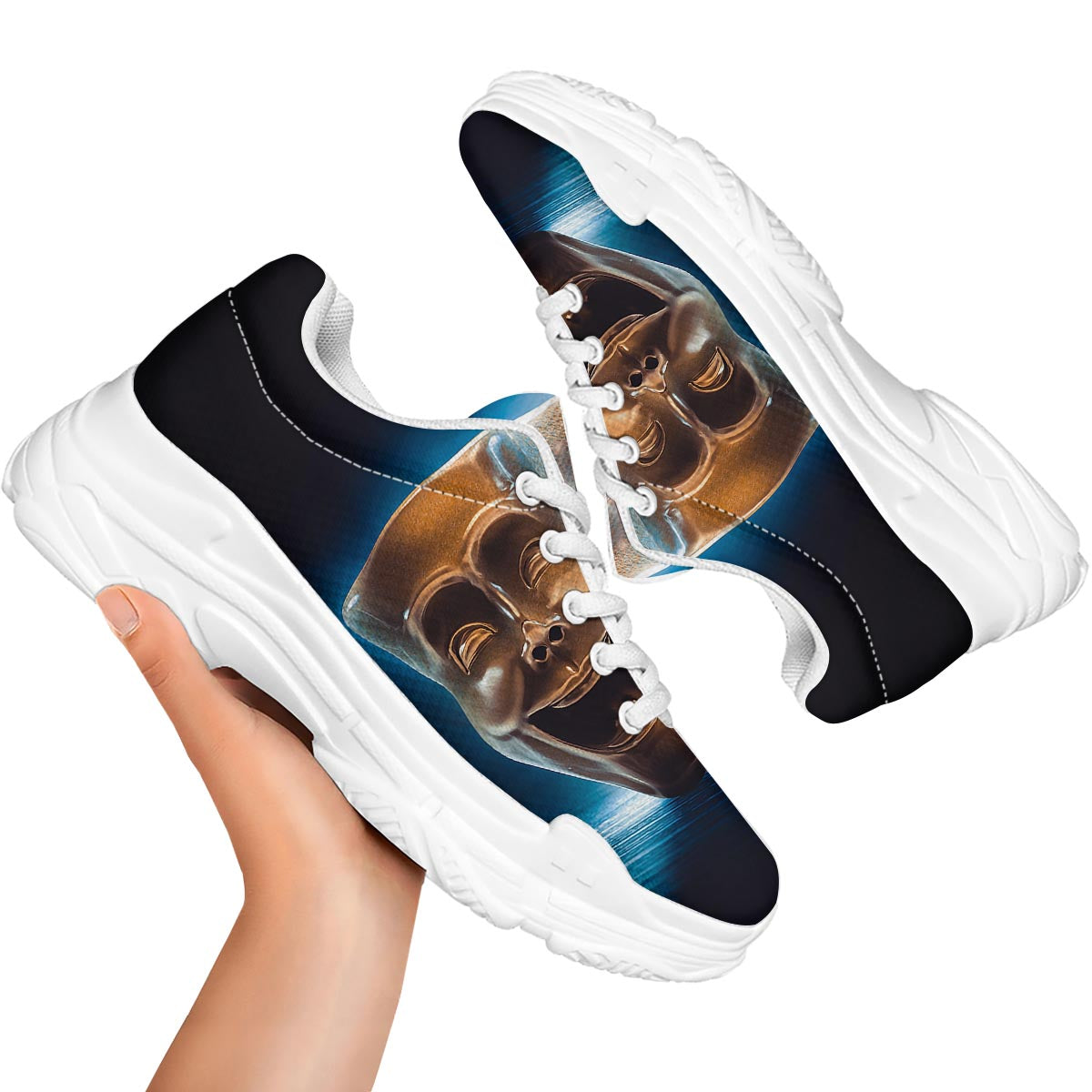 The Theatre Masks Sock And Buskin White Chunky Shoes-grizzshop