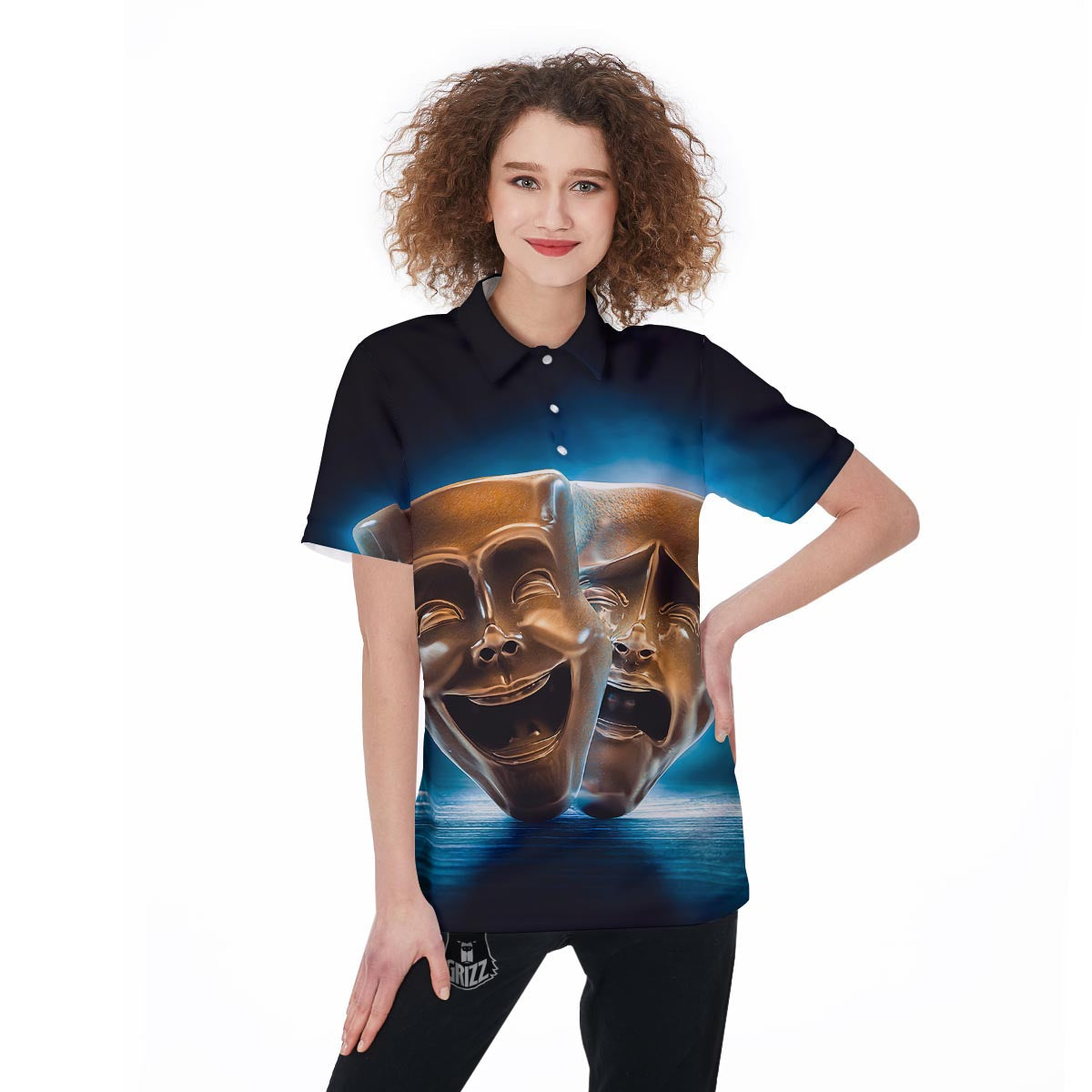 The Theatre Masks Sock And Buskin Women's Golf Shirts-grizzshop