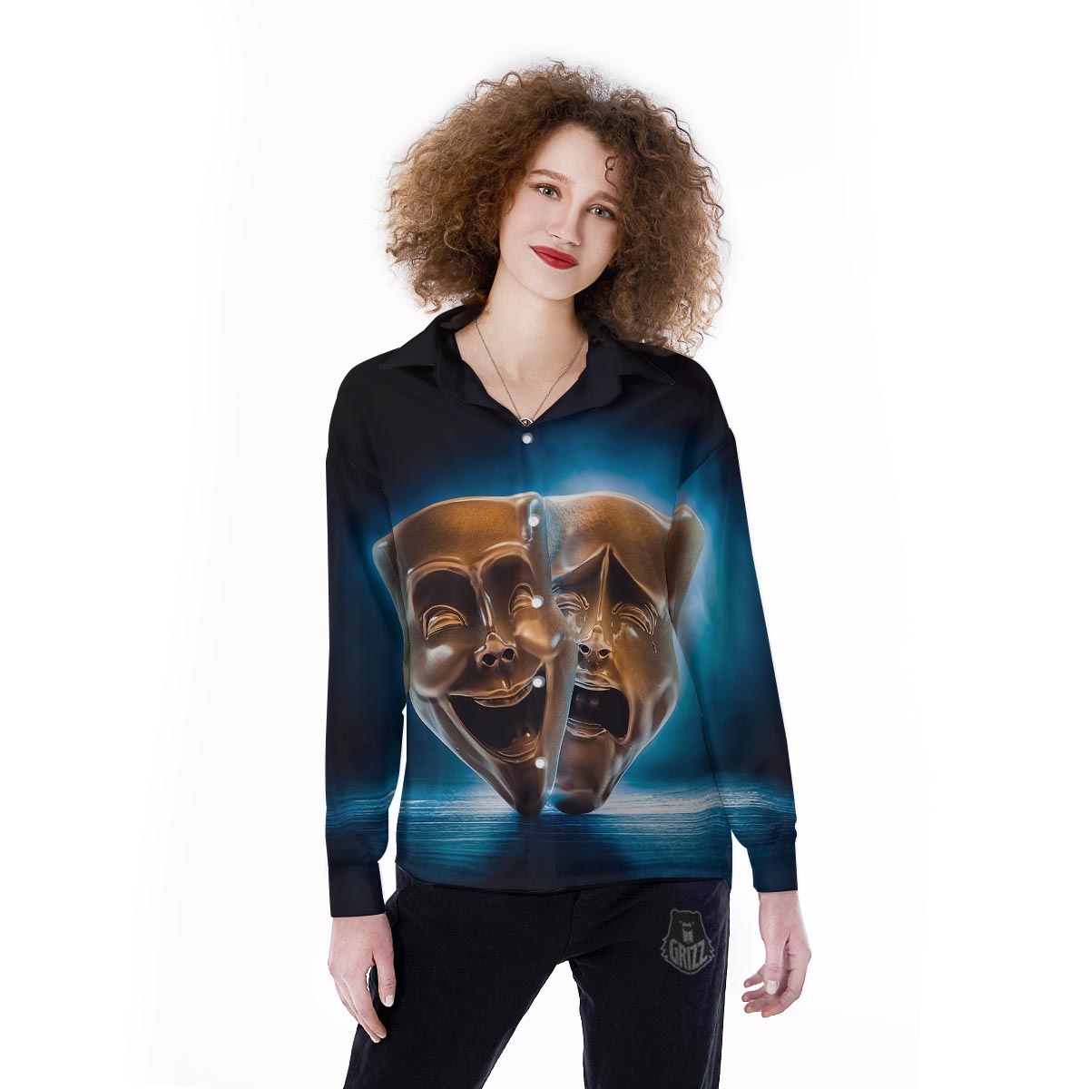The Theatre Masks Sock And Buskin Women's Long Sleeve Shirts-grizzshop