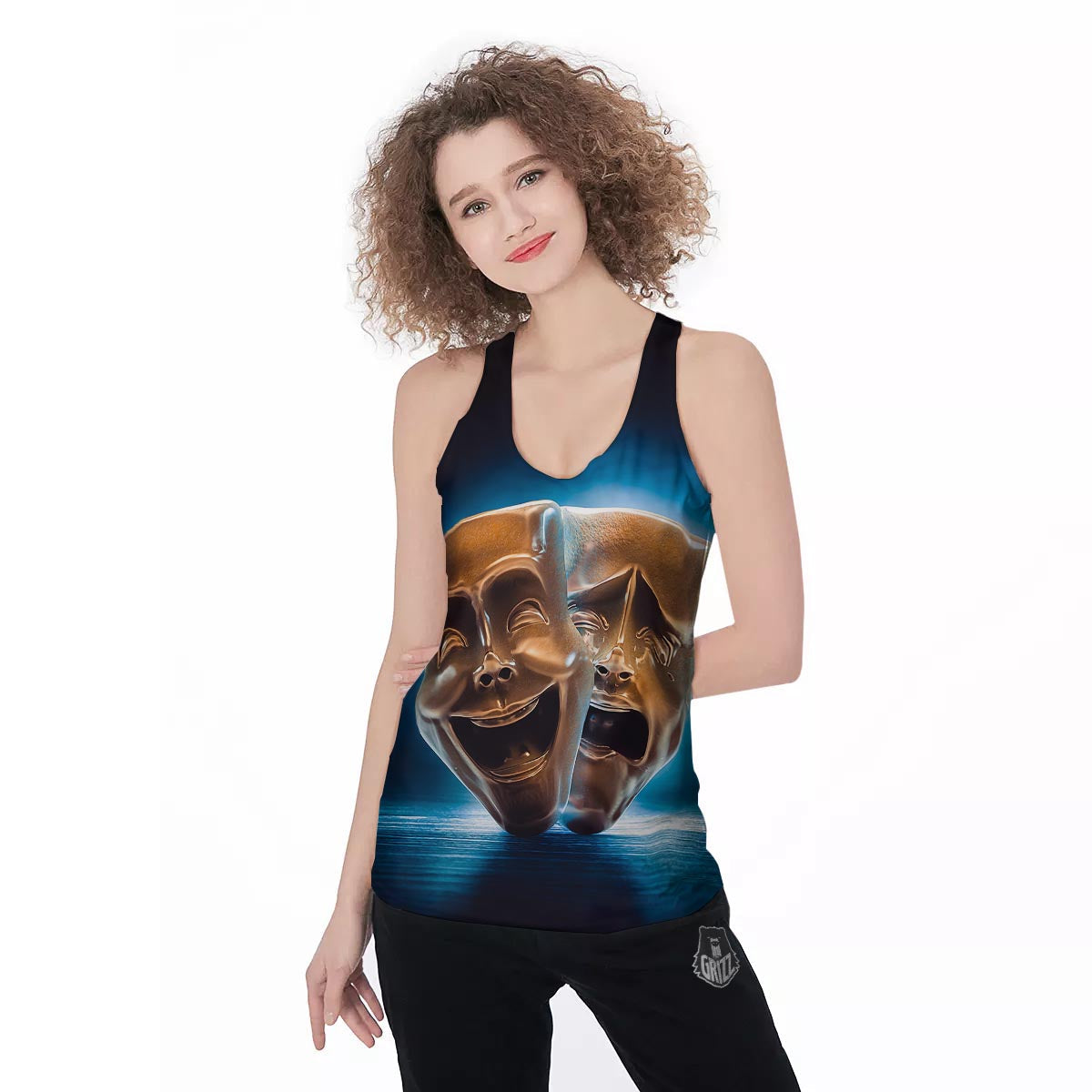 The Theatre Masks Sock And Buskin Women's Racerback Tank Top-grizzshop