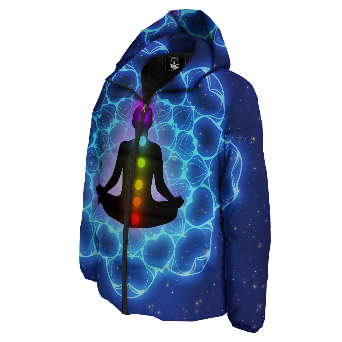 The Universe Chakras Print Down Jacket-grizzshop