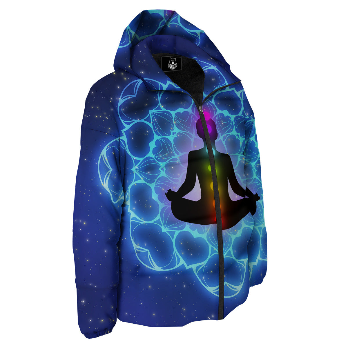 The Universe Chakras Print Down Jacket-grizzshop