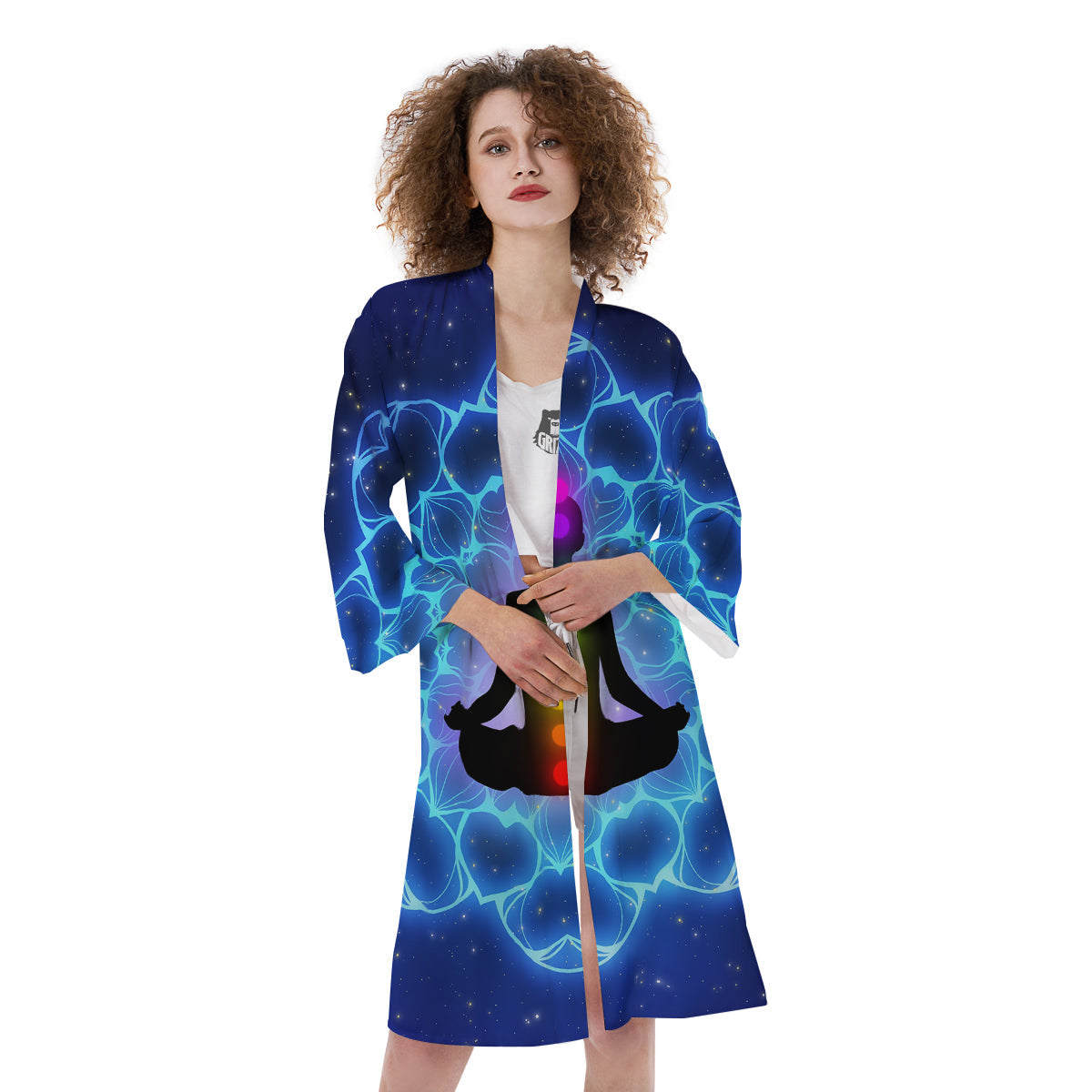 The Universe Chakras Print Kimono-grizzshop