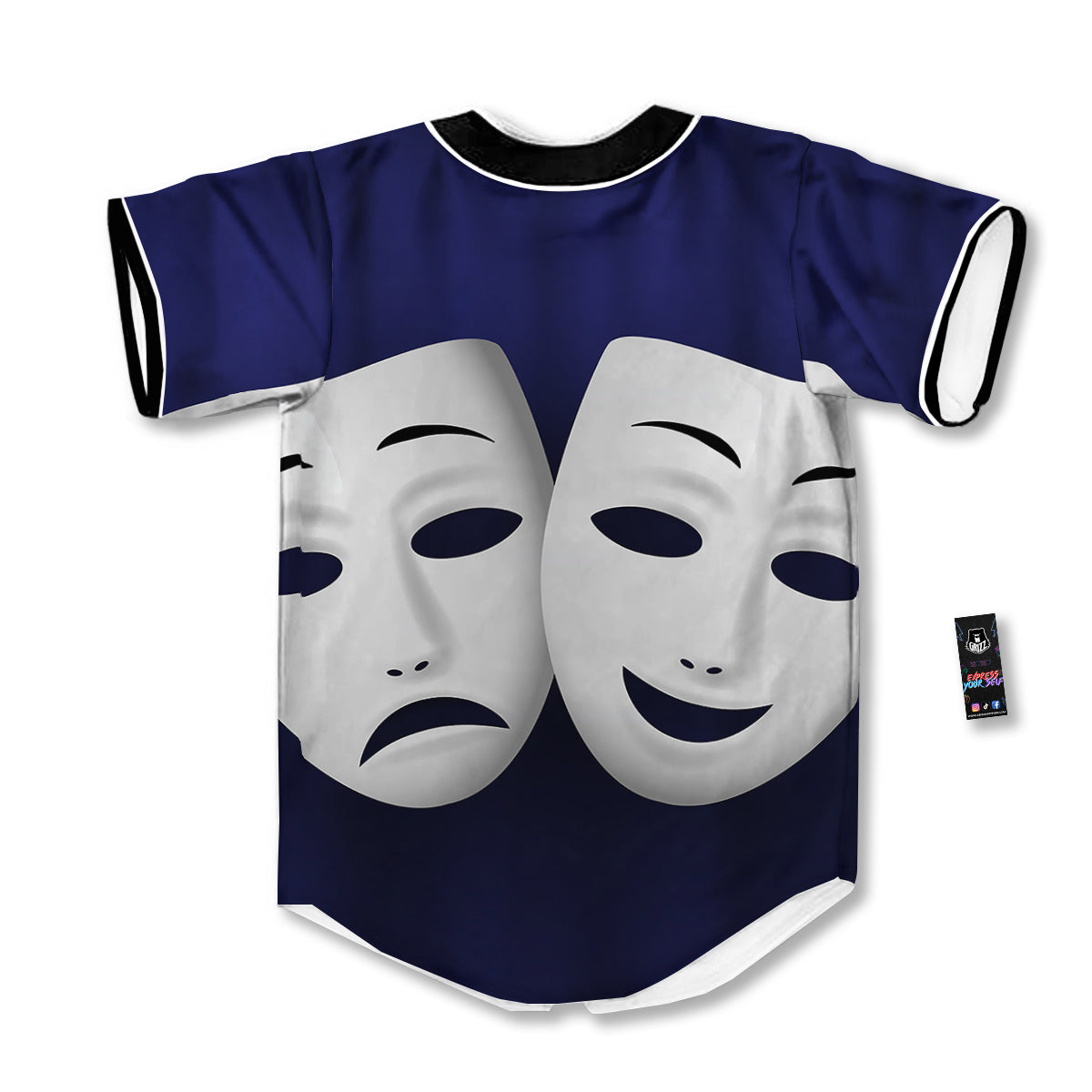 Theater Masks Tragedy And Comedy Print Baseball Jersey-grizzshop