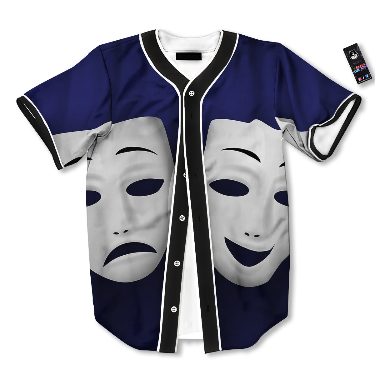 Theater Masks Tragedy And Comedy Print Baseball Jersey-grizzshop