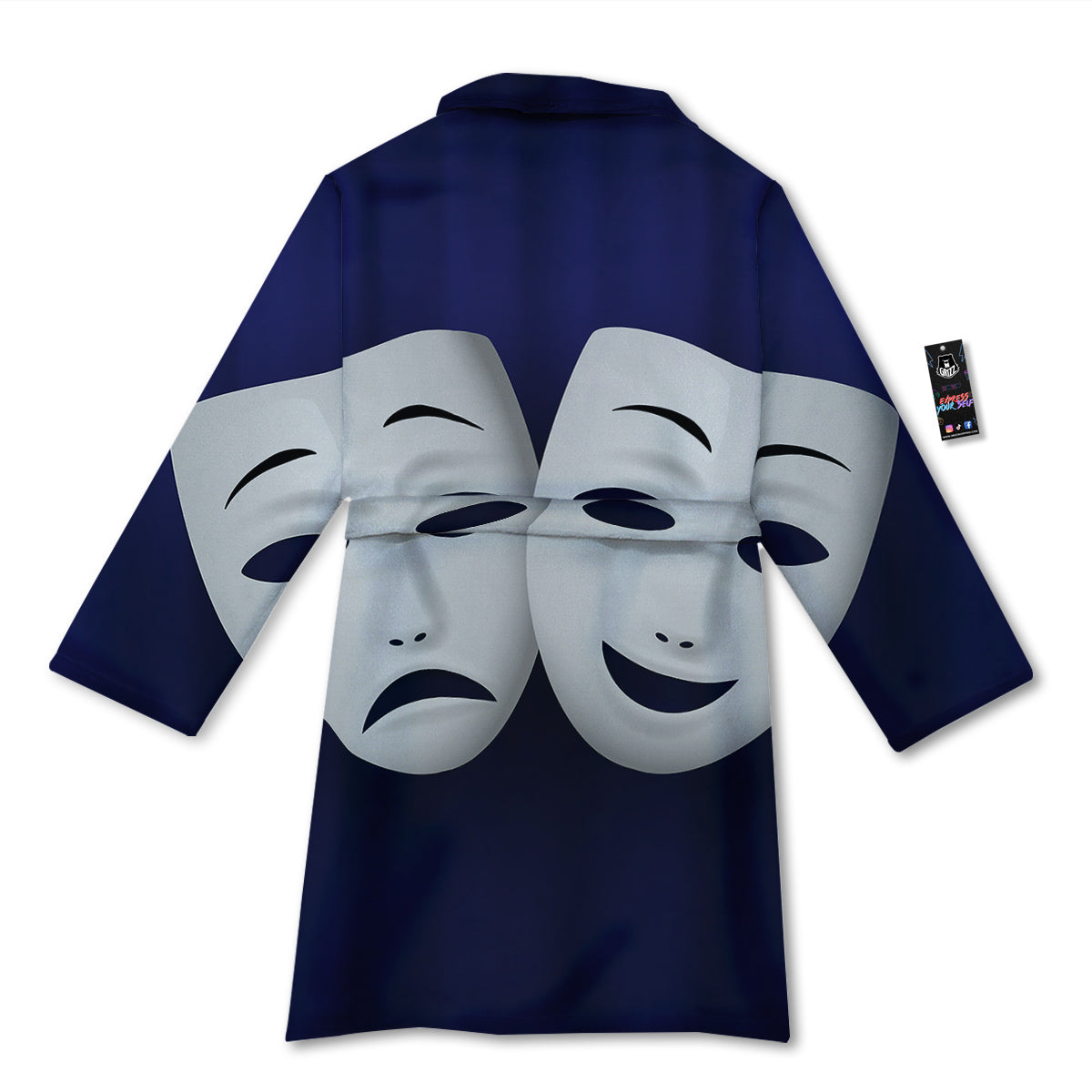 Theater Masks Tragedy And Comedy Print Bathrobe-grizzshop