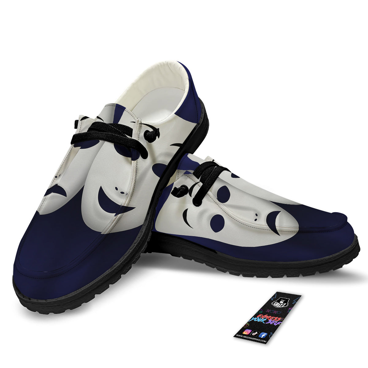 Theater Masks Tragedy And Comedy Print Black Loafers-grizzshop