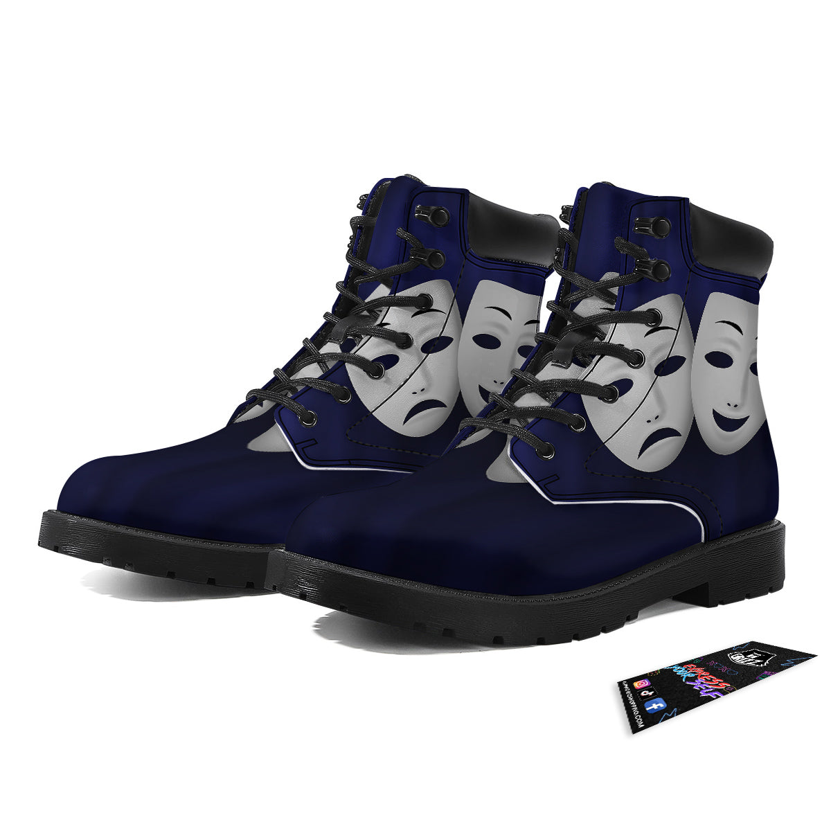 Theater Masks Tragedy And Comedy Print Boots-grizzshop