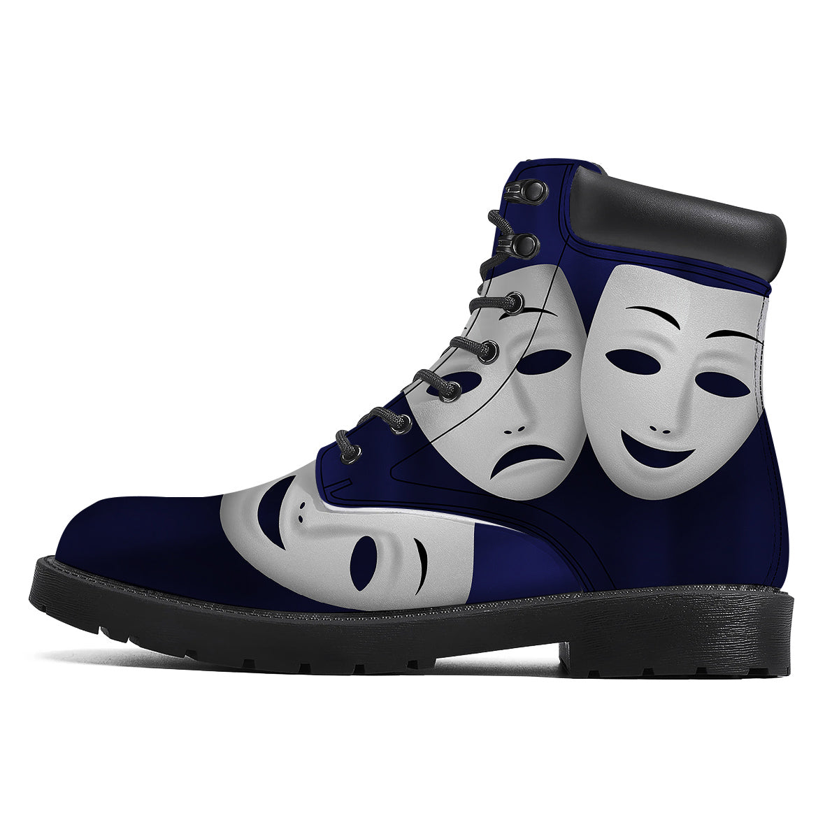 Theater Masks Tragedy And Comedy Print Boots-grizzshop
