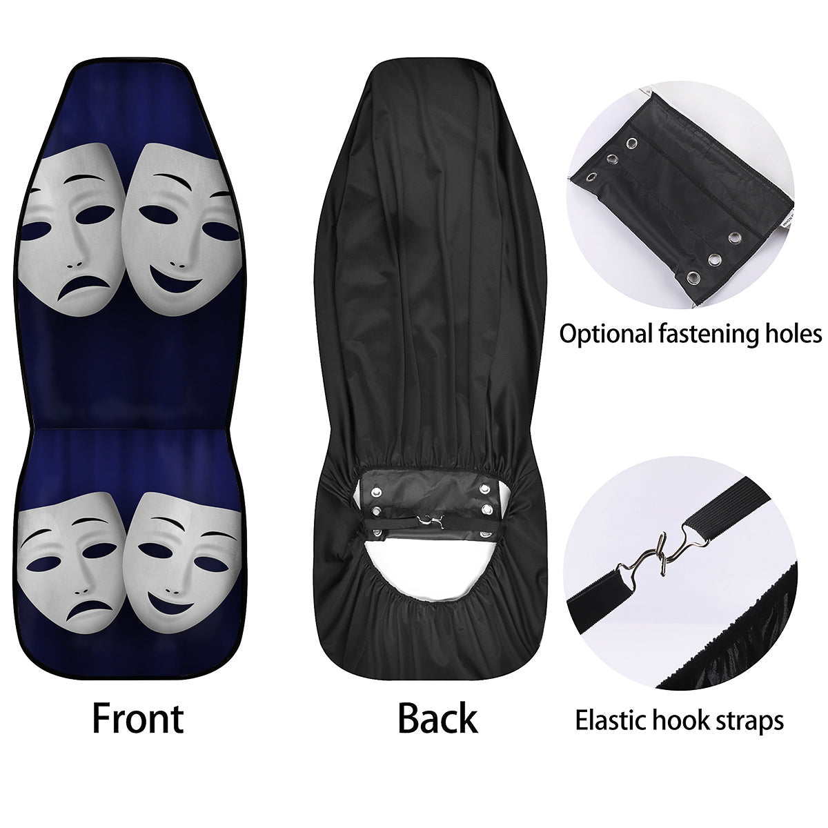 Theater Masks Tragedy And Comedy Print Car Seat Covers-grizzshop
