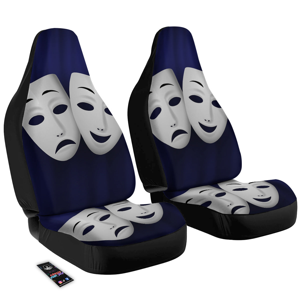 Theater Masks Tragedy And Comedy Print Car Seat Covers-grizzshop
