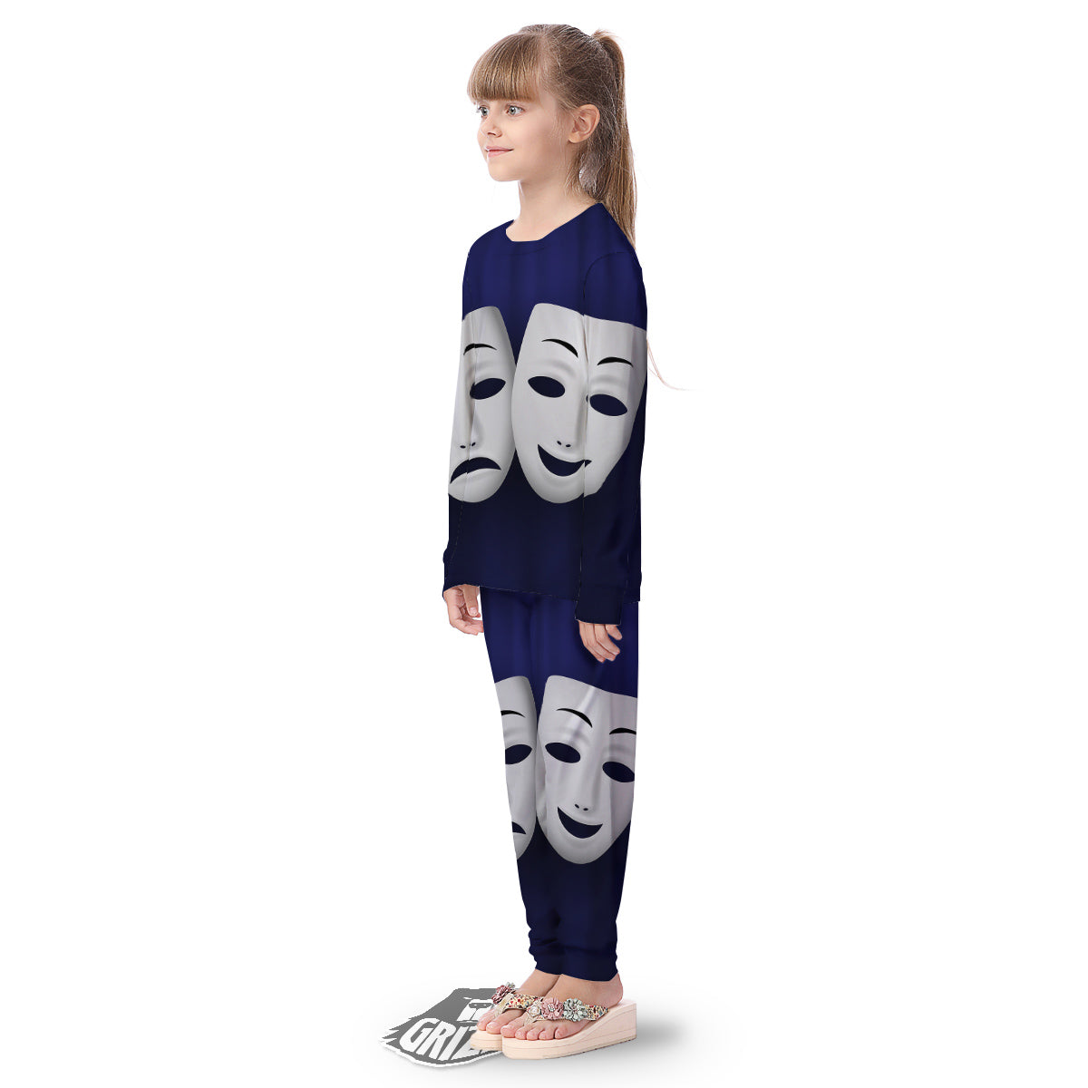 Theater Masks Tragedy And Comedy Print Kid's Pajamas-grizzshop