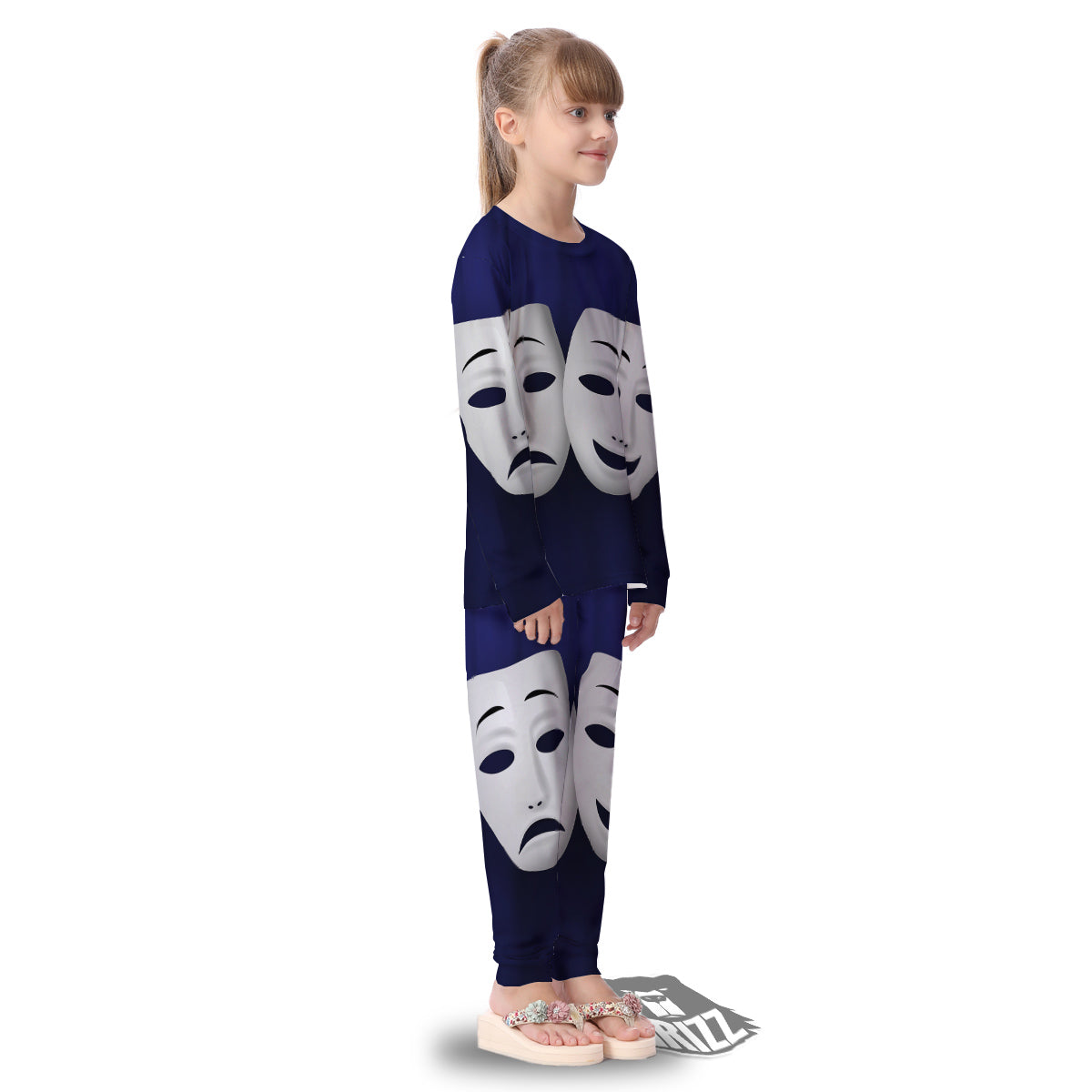 Theater Masks Tragedy And Comedy Print Kid's Pajamas-grizzshop
