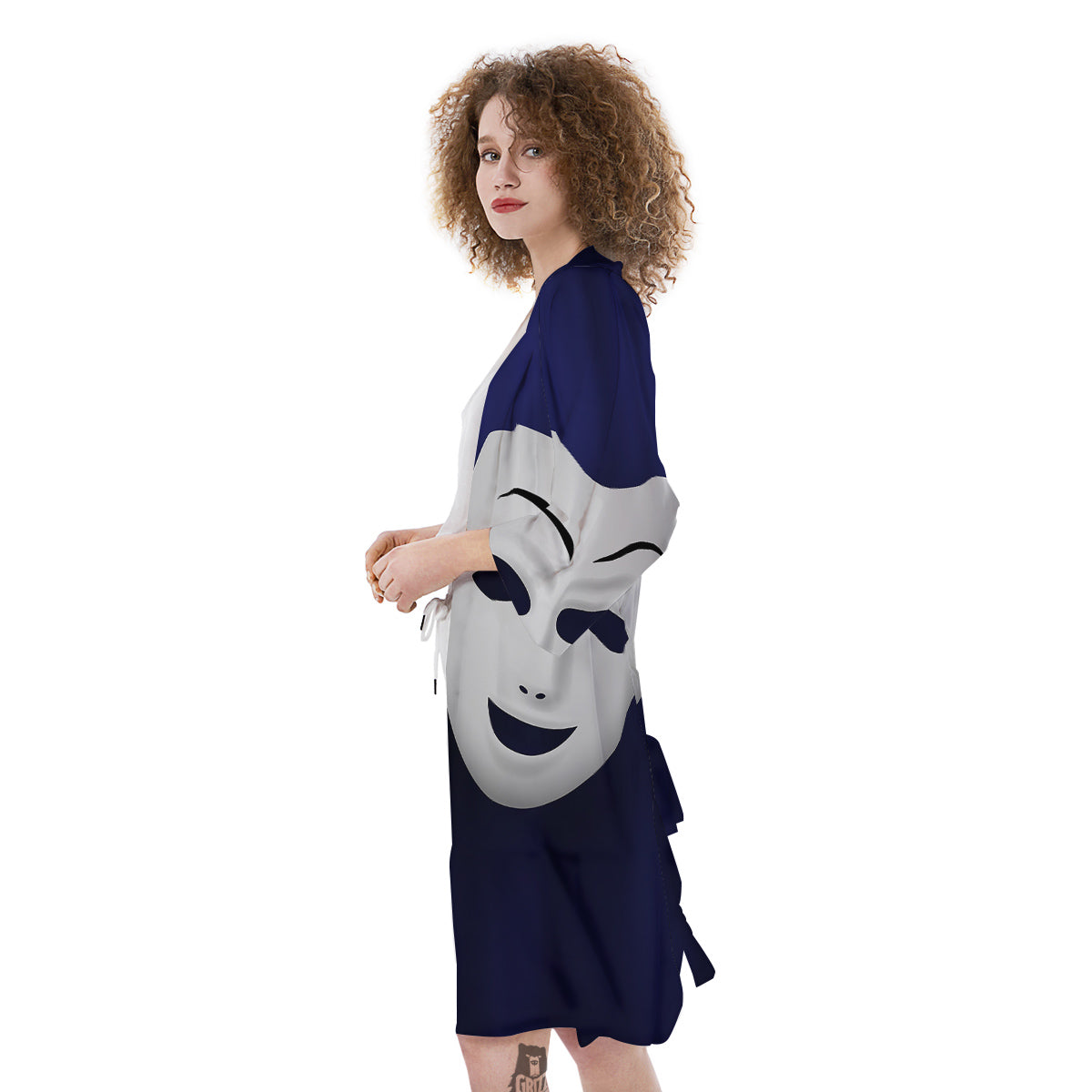Theater Masks Tragedy And Comedy Print Kimono-grizzshop
