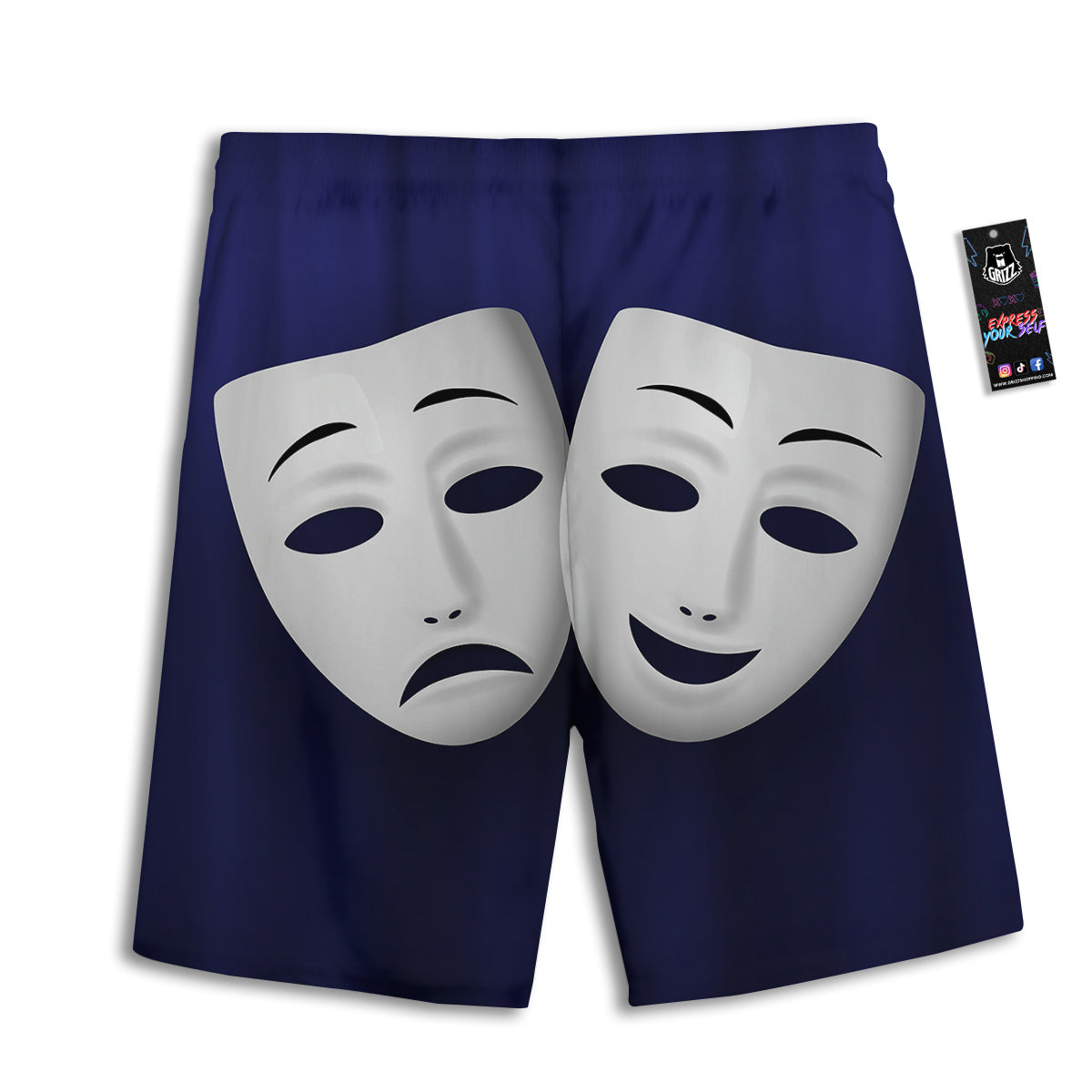 Theater Masks Tragedy And Comedy Print Men's Athletic Shorts
