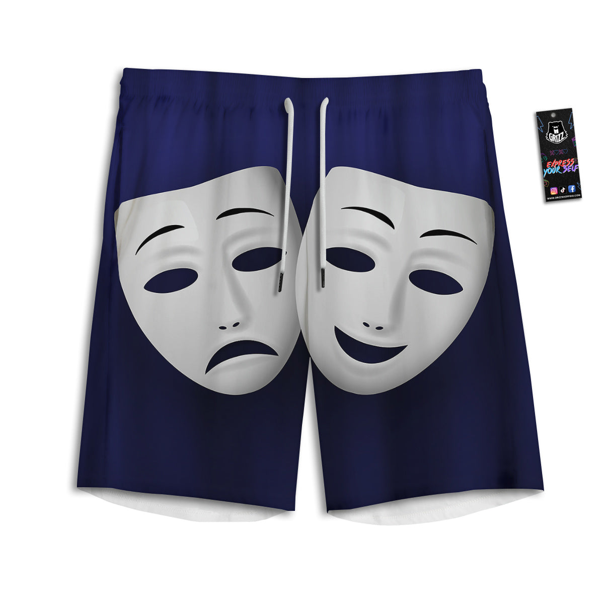 Theater Masks Tragedy And Comedy Print Men's Athletic Shorts