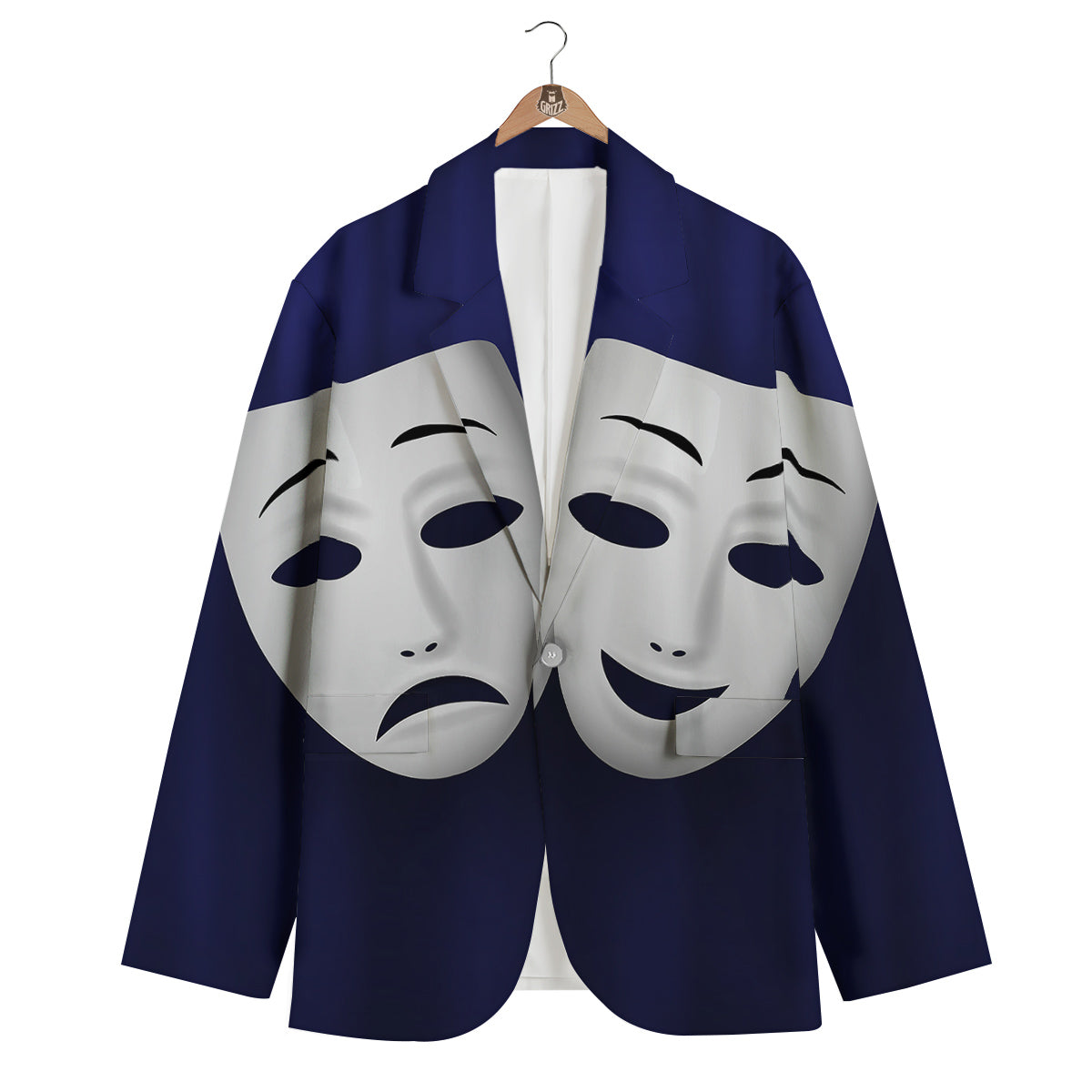 Theater Masks Tragedy And Comedy Print Men's Blazer-grizzshop