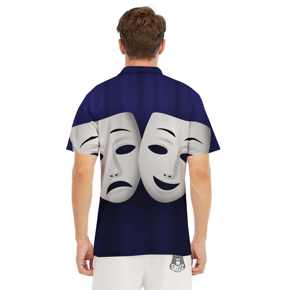 Theater Masks Tragedy And Comedy Print Men's Golf Shirts-grizzshop