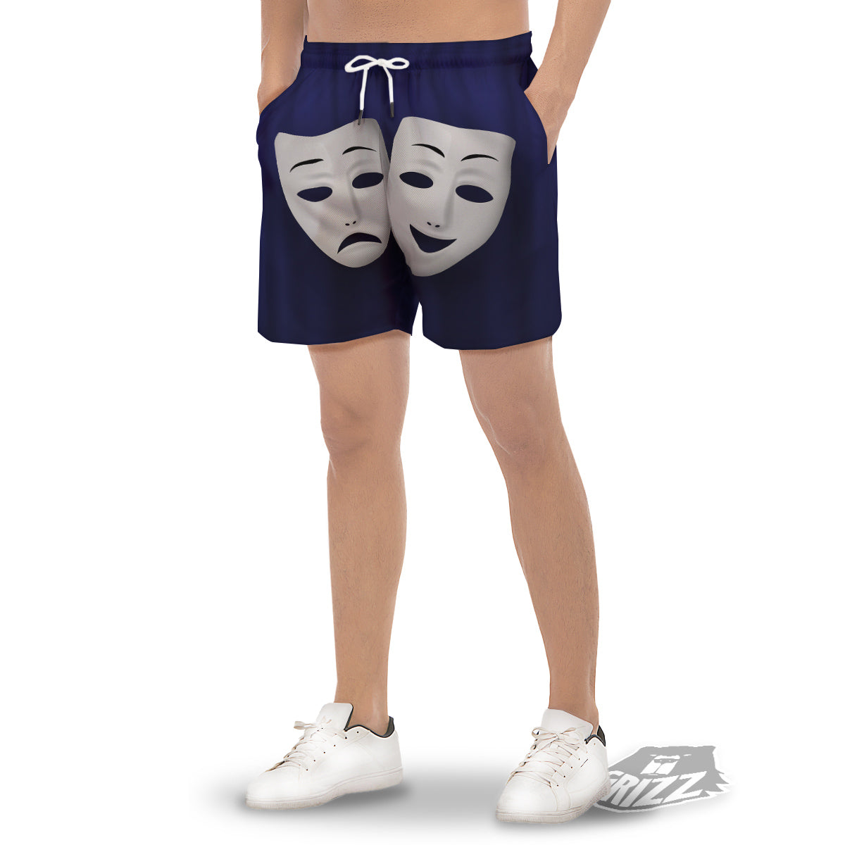 Theater Masks Tragedy And Comedy Print Men's Gym Shorts-grizzshop