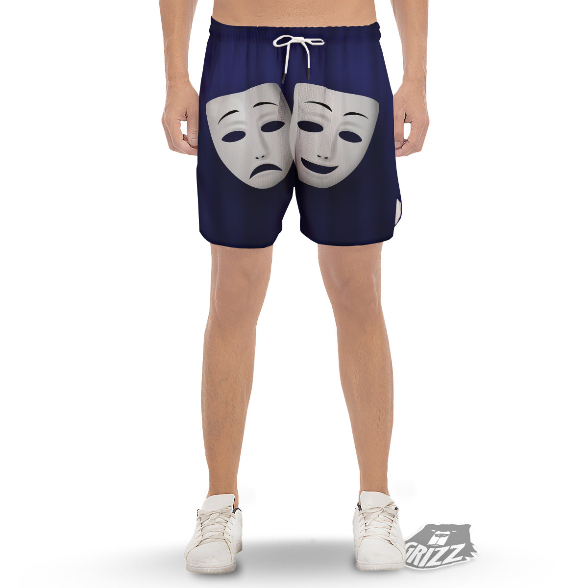 Theater Masks Tragedy And Comedy Print Men's Gym Shorts-grizzshop
