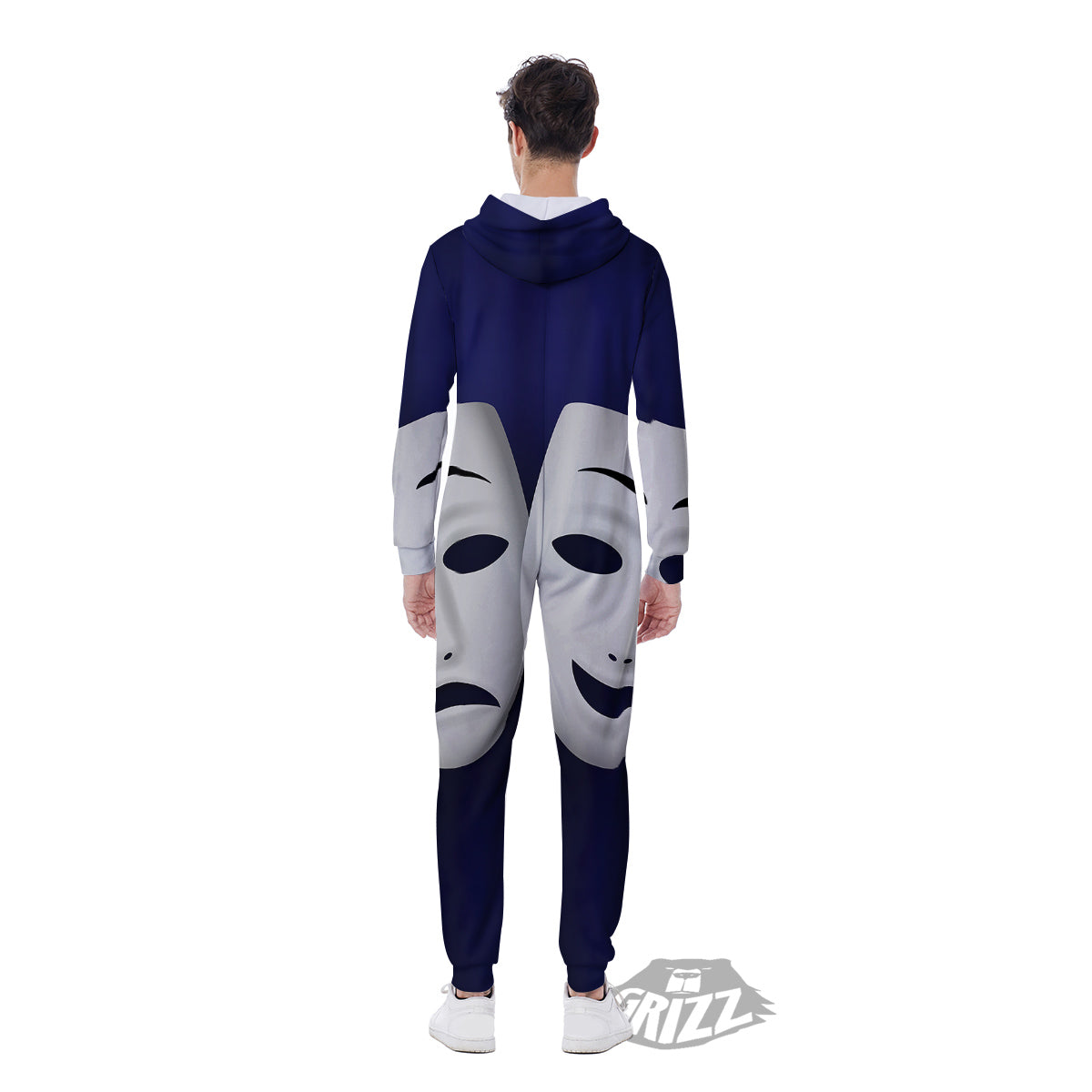 Theater Masks Tragedy And Comedy Print Men's Jumpsuit-grizzshop