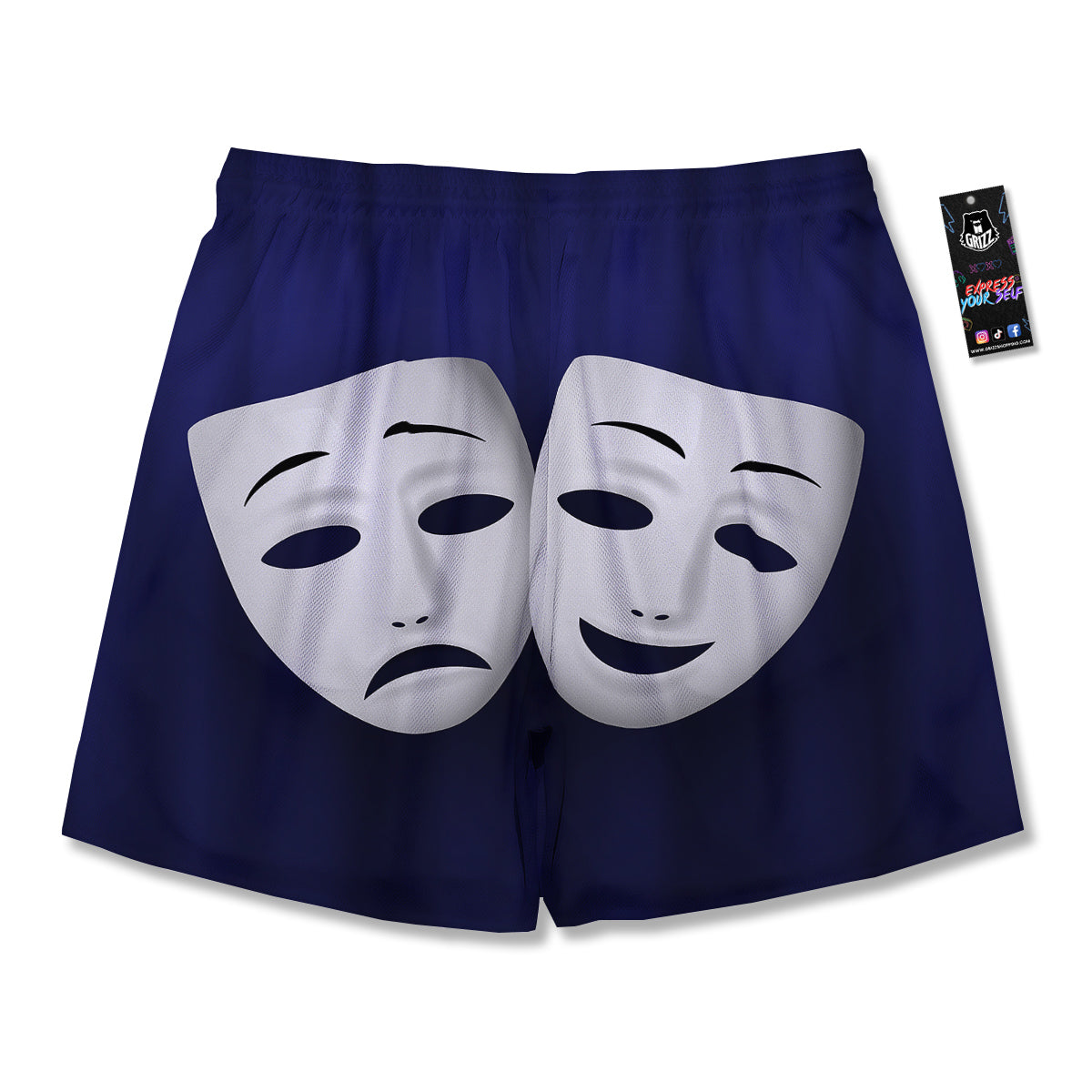 Theater Masks Tragedy And Comedy Print Men's Running Shorts-grizzshop
