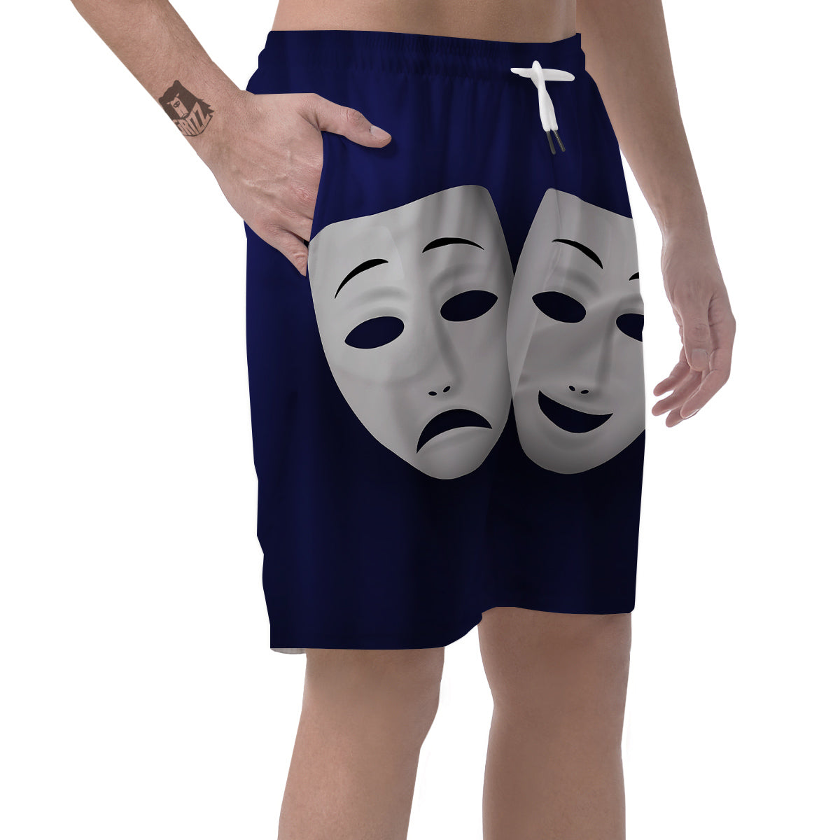 Theater Masks Tragedy And Comedy Print Men's Shorts-grizzshop