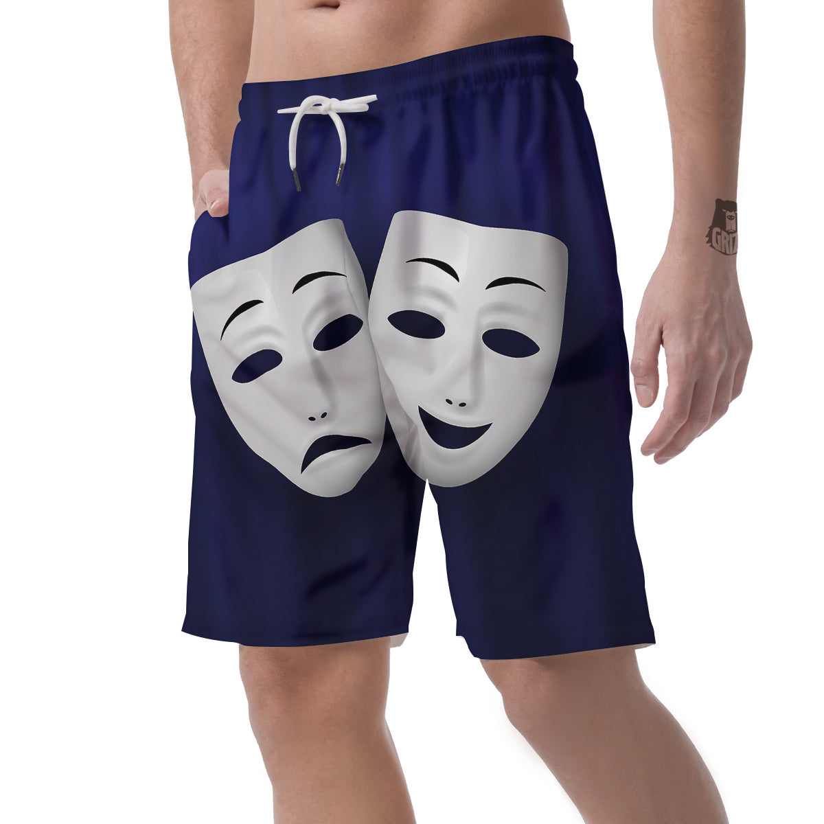 Theater Masks Tragedy And Comedy Print Men's Shorts-grizzshop