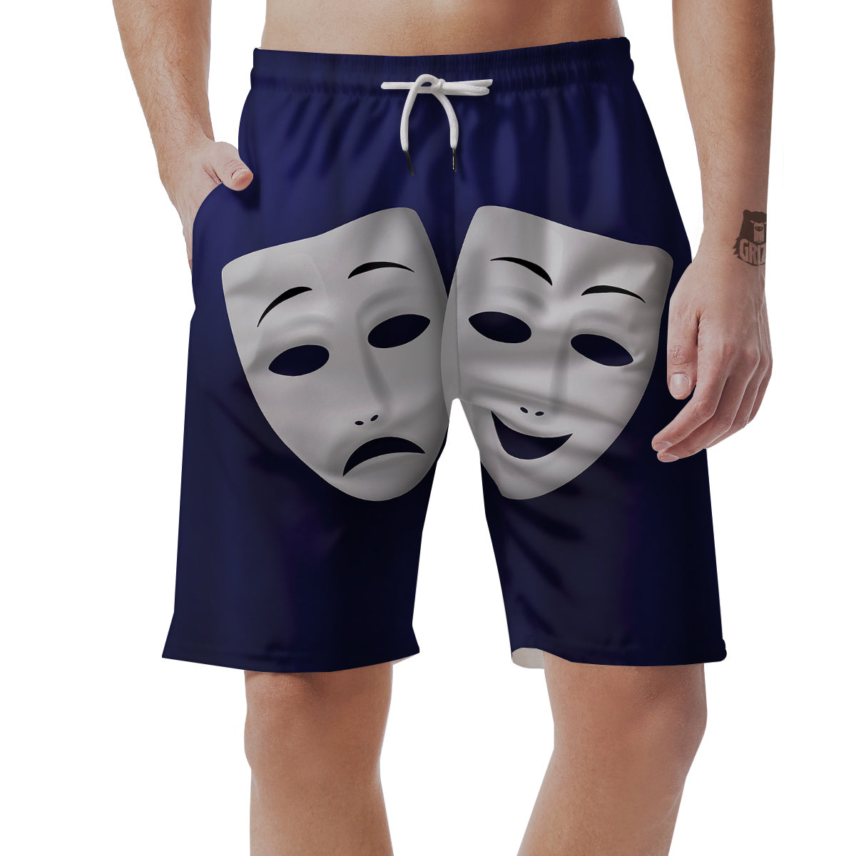 Theater Masks Tragedy And Comedy Print Men's Shorts-grizzshop