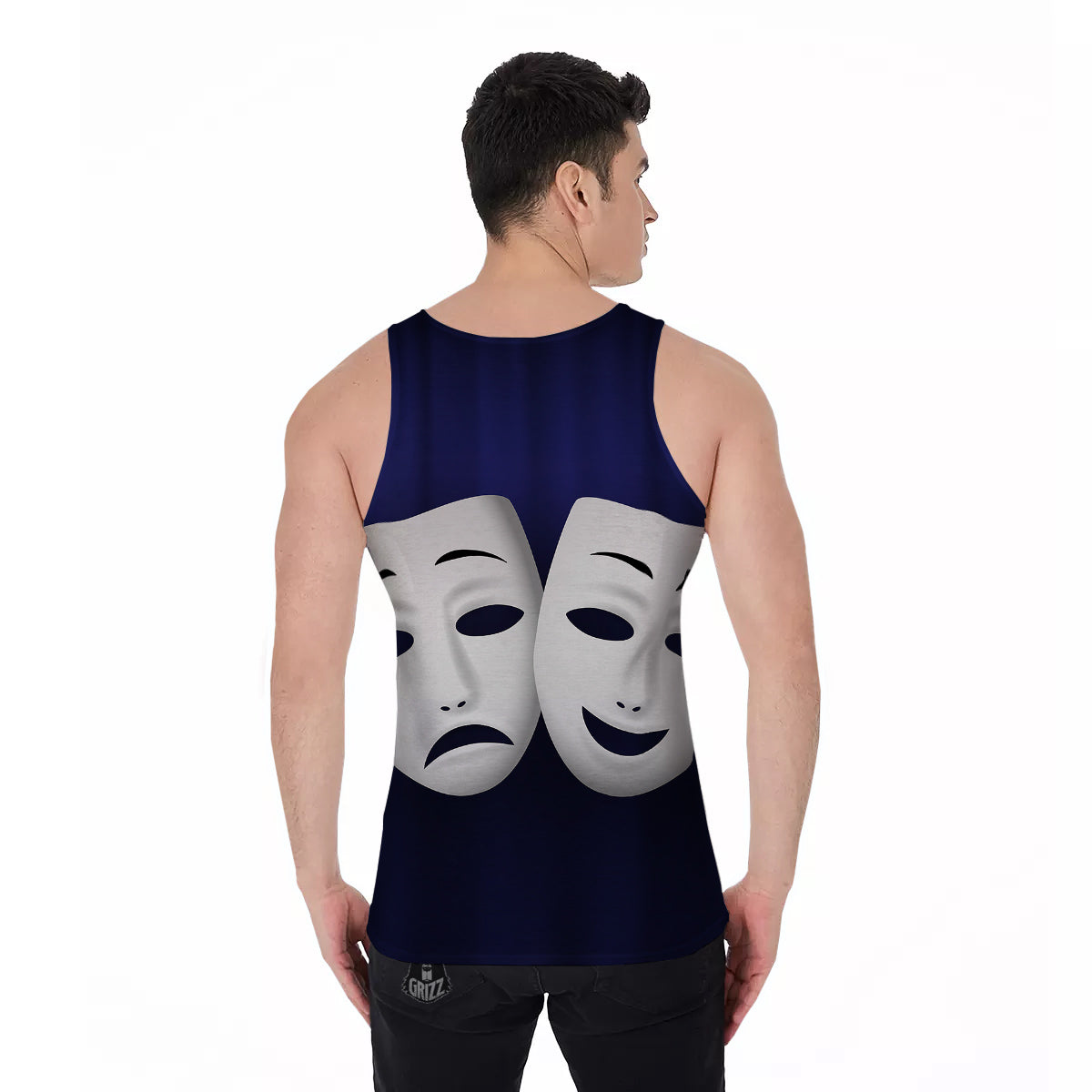 Theater Masks Tragedy And Comedy Print Men's Tank Top-grizzshop