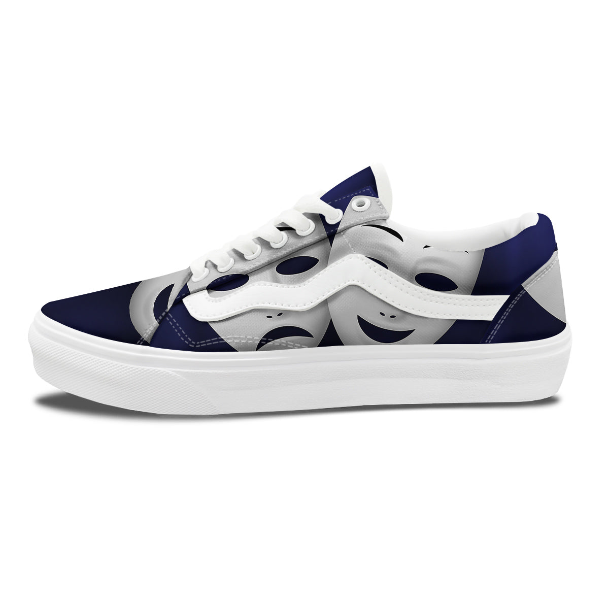 Theater Masks Tragedy And Comedy Print Skate Shoes-grizzshop