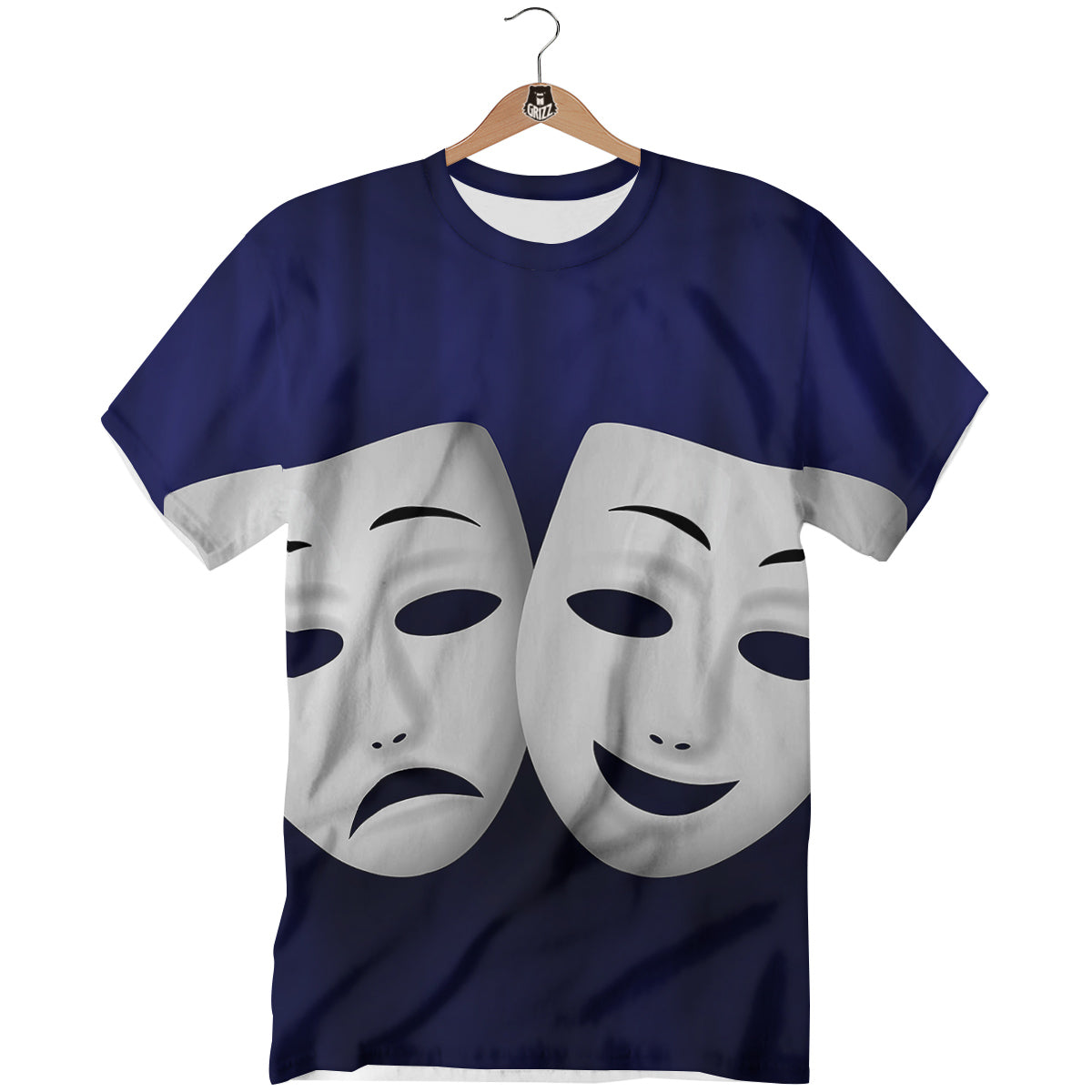 Theater Masks Tragedy And Comedy Print T-Shirt-grizzshop