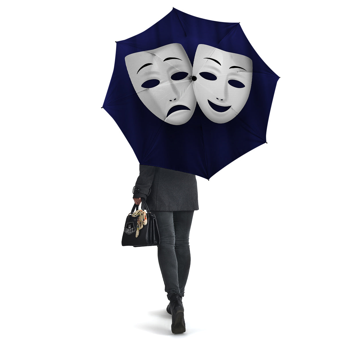 Theater Masks Tragedy And Comedy Print Umbrella-grizzshop