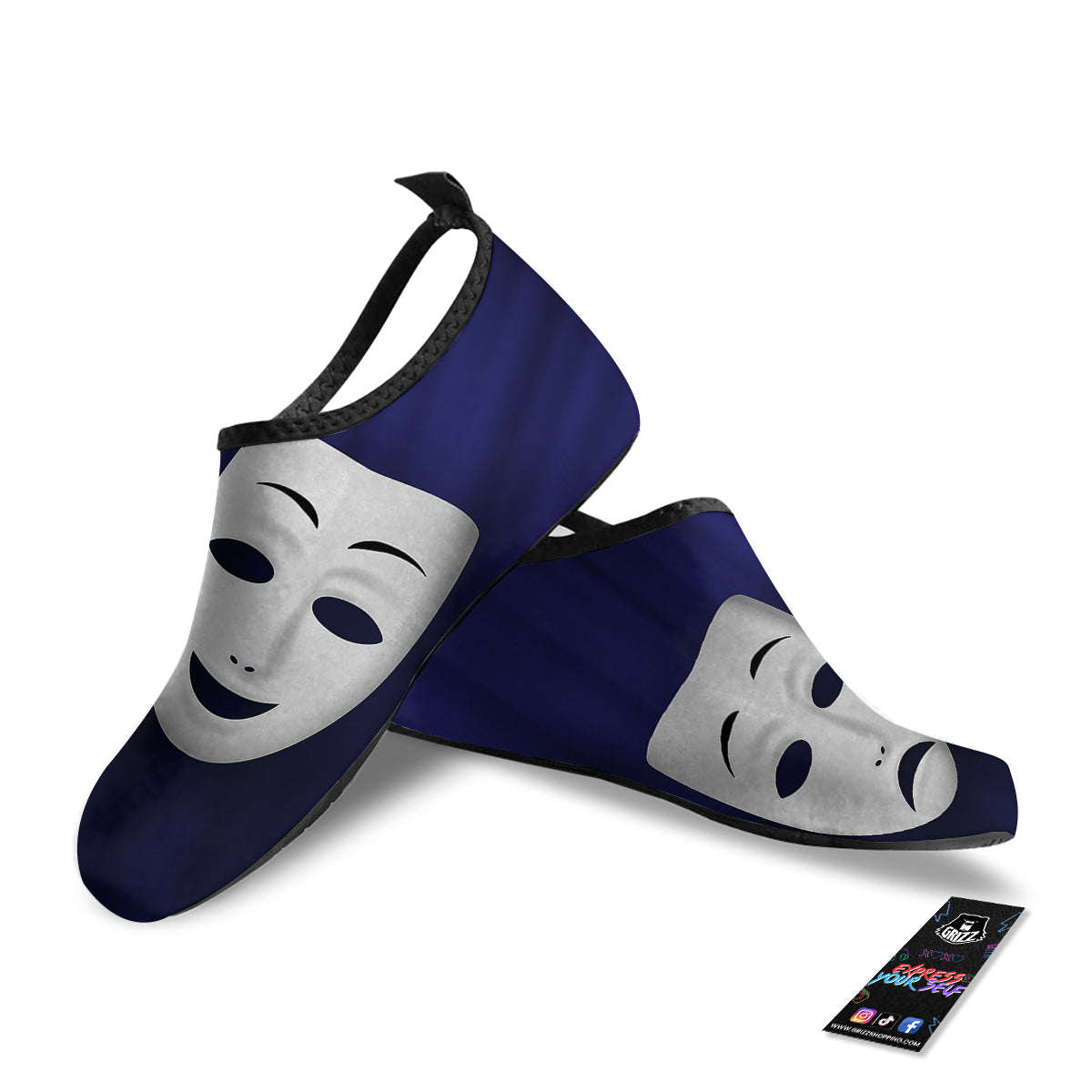 Theater Masks Tragedy And Comedy Print Water Shoes-grizzshop