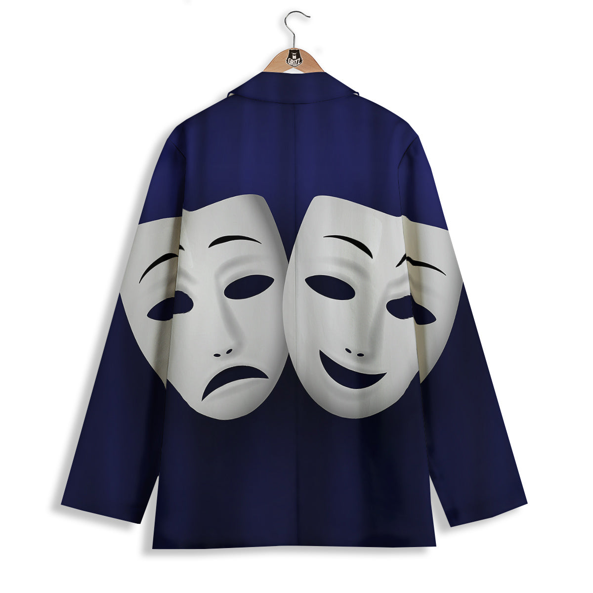 Theater Masks Tragedy And Comedy Print Women's Blazer-grizzshop
