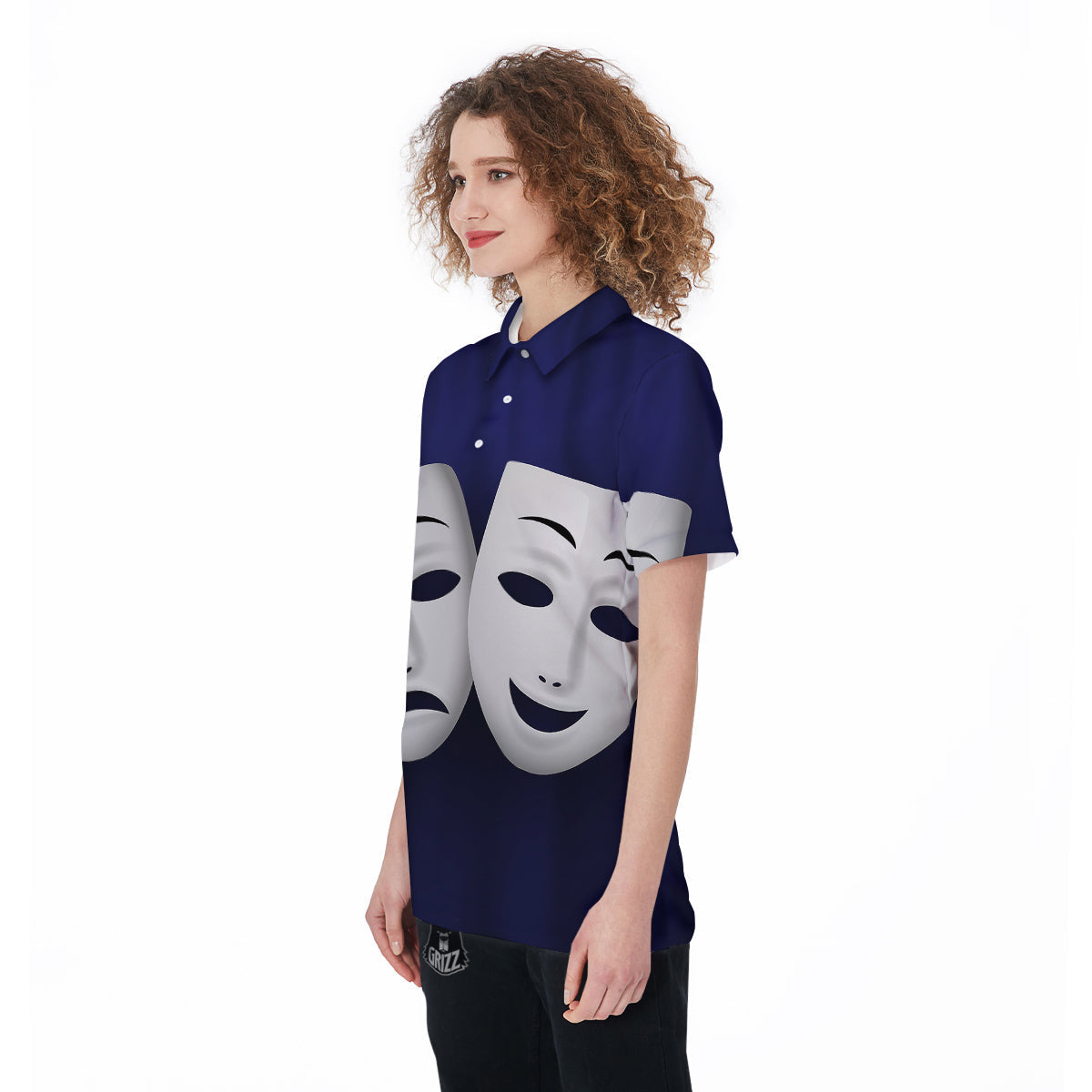 Theater Masks Tragedy And Comedy Print Women's Golf Shirts-grizzshop