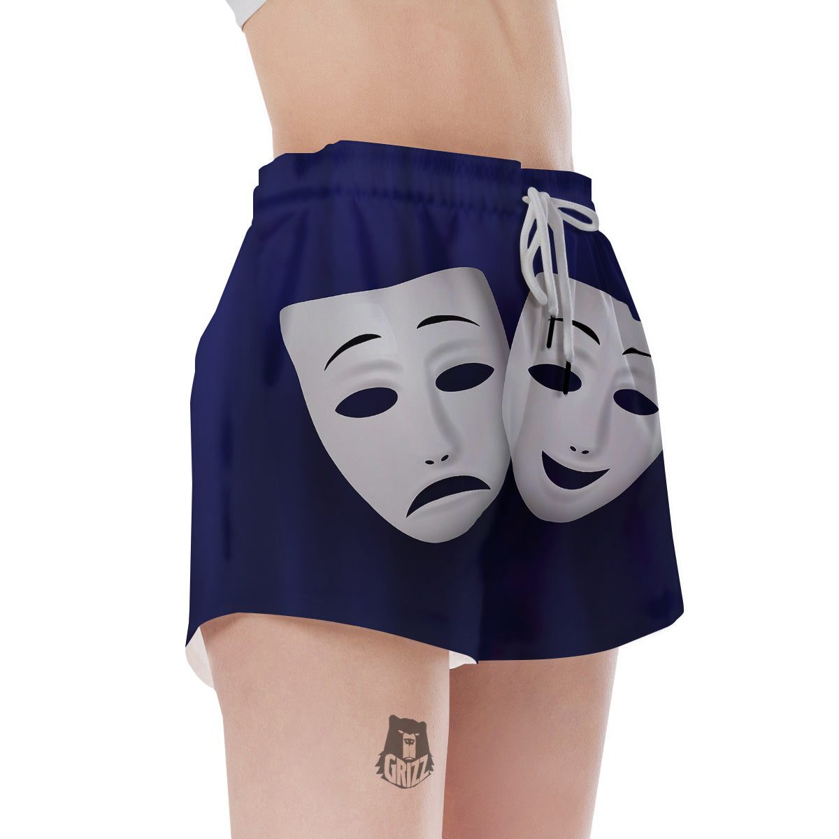 Theater Masks Tragedy And Comedy Print Women's Shorts-grizzshop