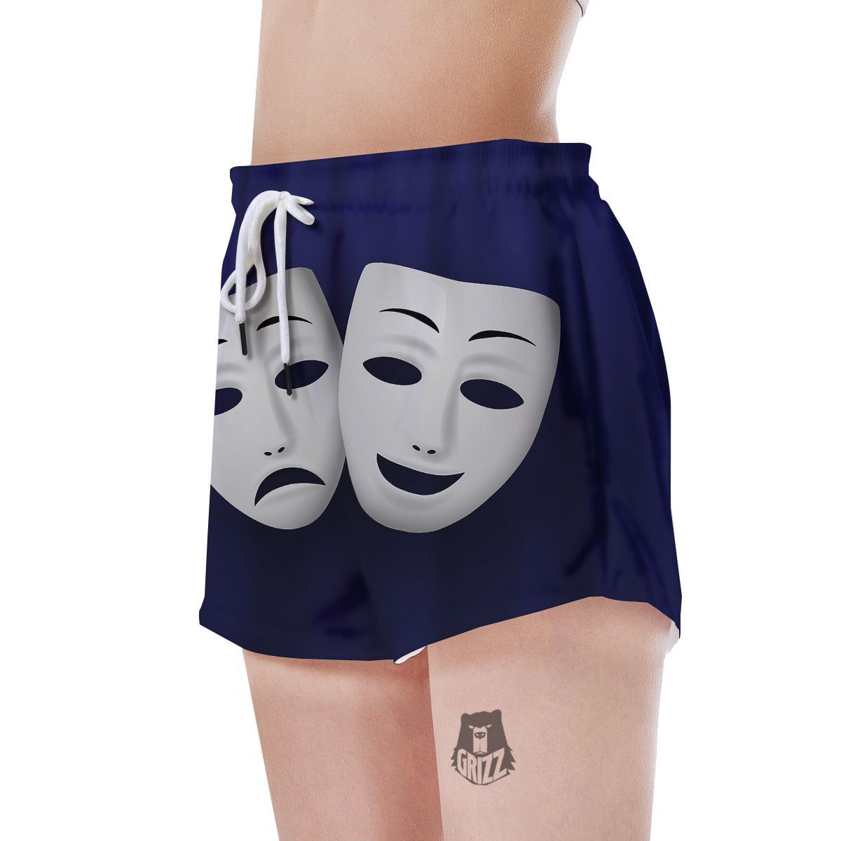 Theater Masks Tragedy And Comedy Print Women's Shorts-grizzshop