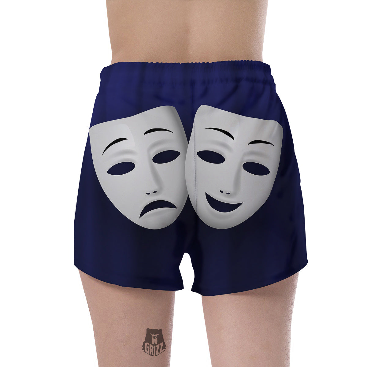 Theater Masks Tragedy And Comedy Print Women's Shorts-grizzshop