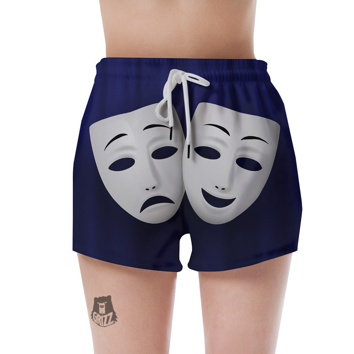 Theater Masks Tragedy And Comedy Print Women's Shorts-grizzshop