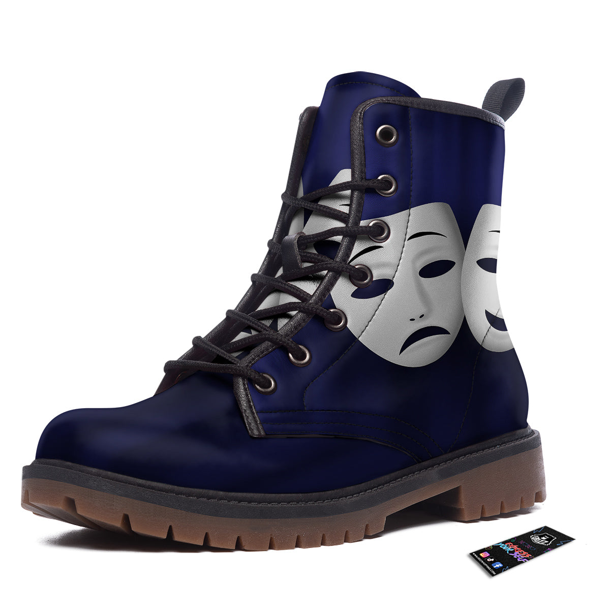 Theater Masks Tragedy And Comedy Print Work Boots-grizzshop