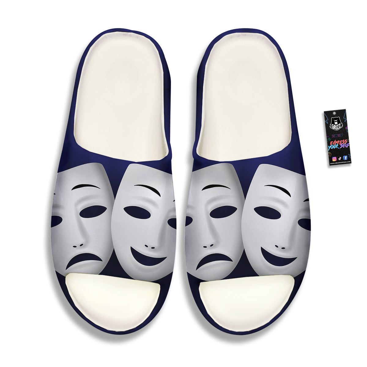 Theater Masks Tragedy And Comedy Print Sandals-grizzshop