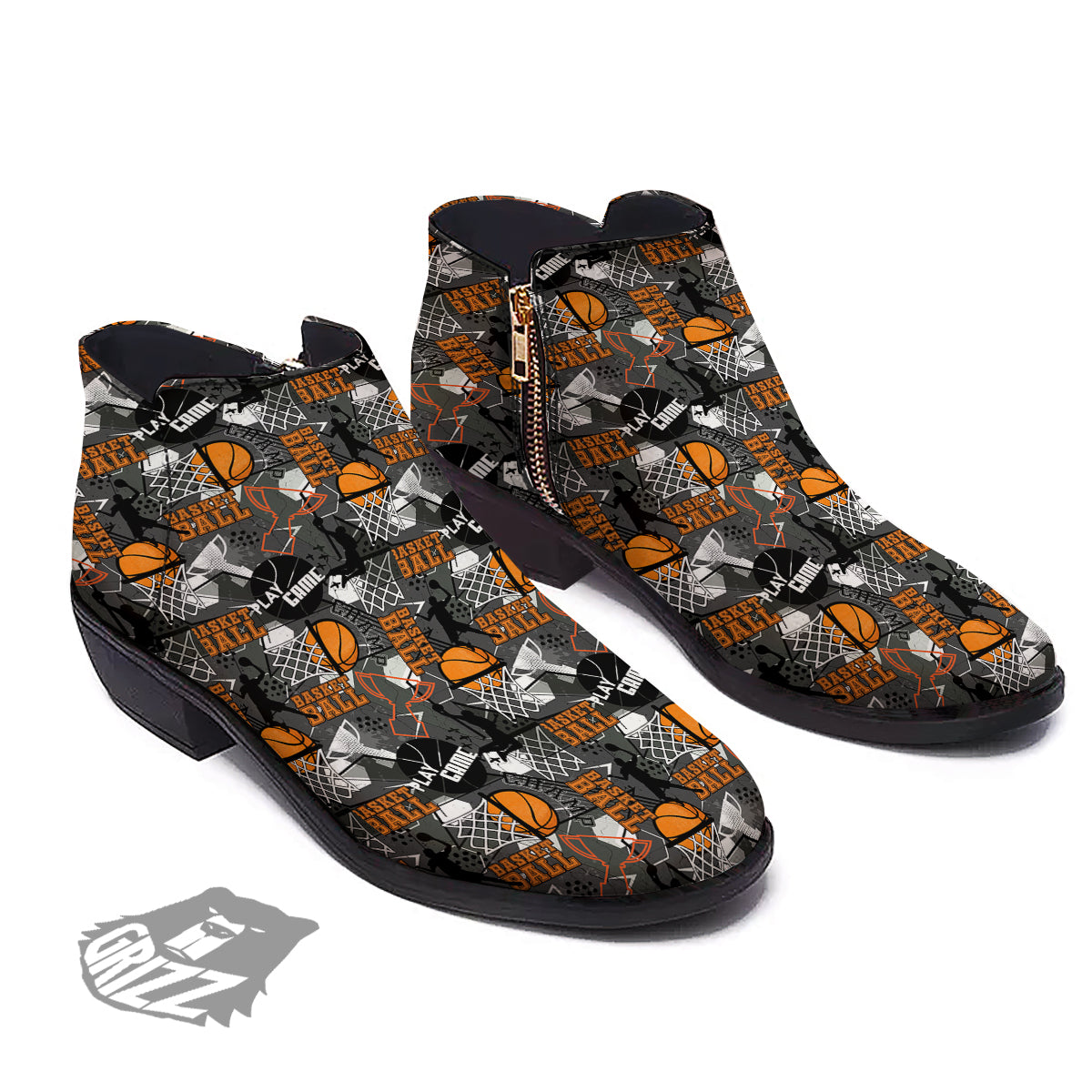 Theme Basketball Print Pattern Ankle Boots-grizzshop